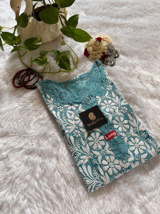 Malmal Printed Kurti- Blue 5