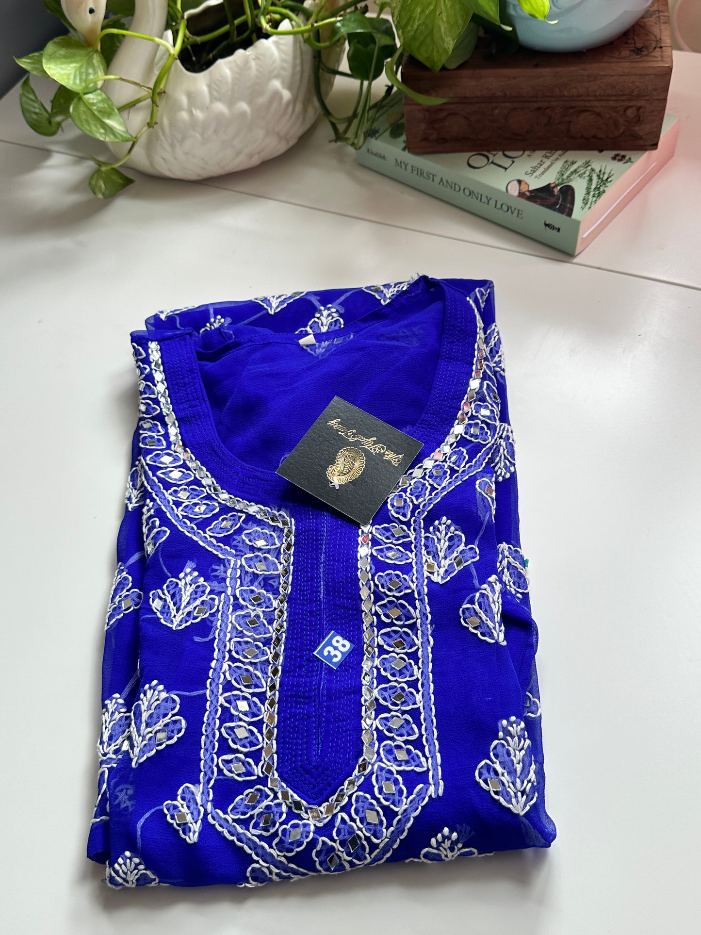Navy Blue - Georgette Mirror Kurta