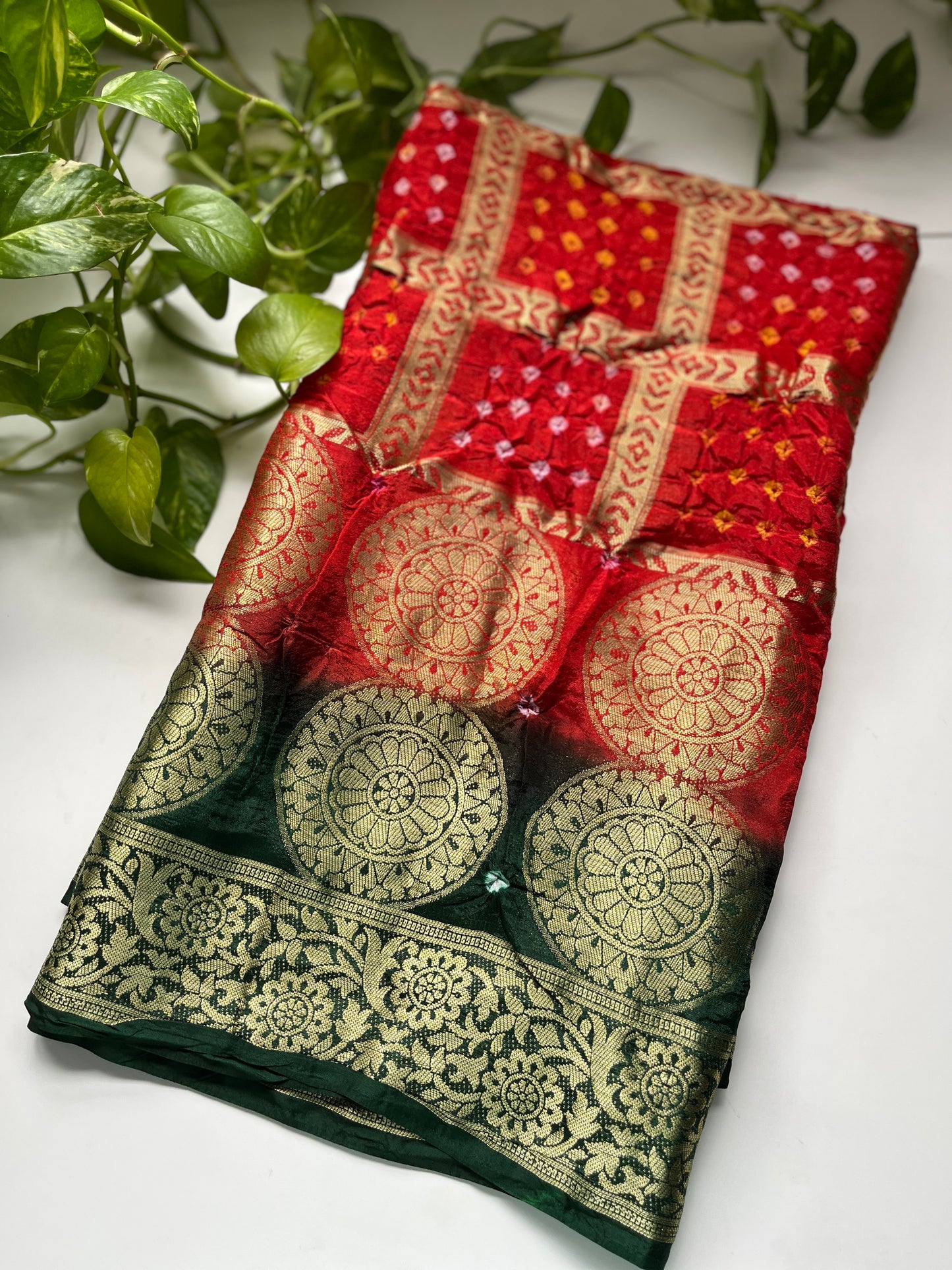 Gaji Silk Gharchola Dupatta GREEN