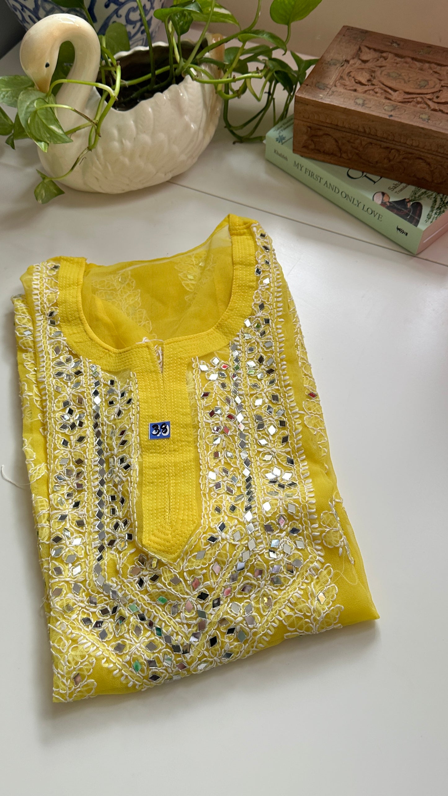 Yellow - Georgette Mirror Kurta
