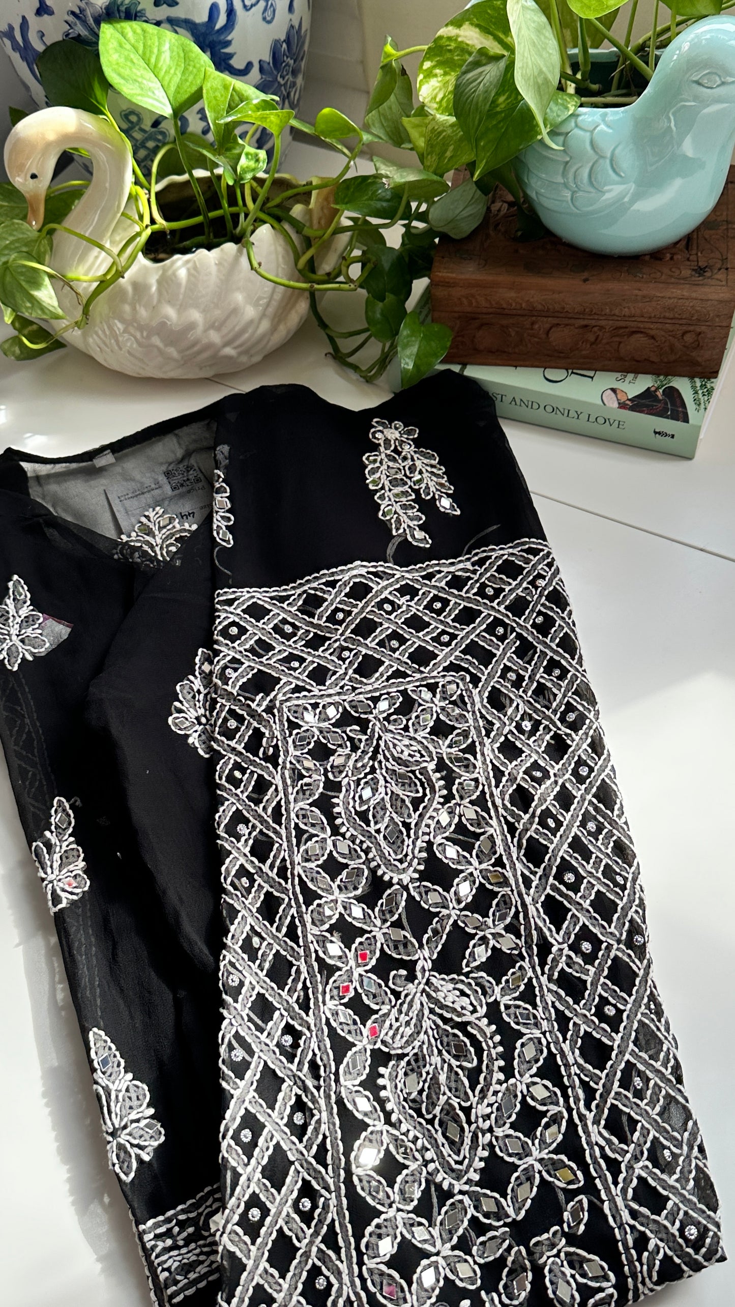Black - Georgette Mirror Kurta