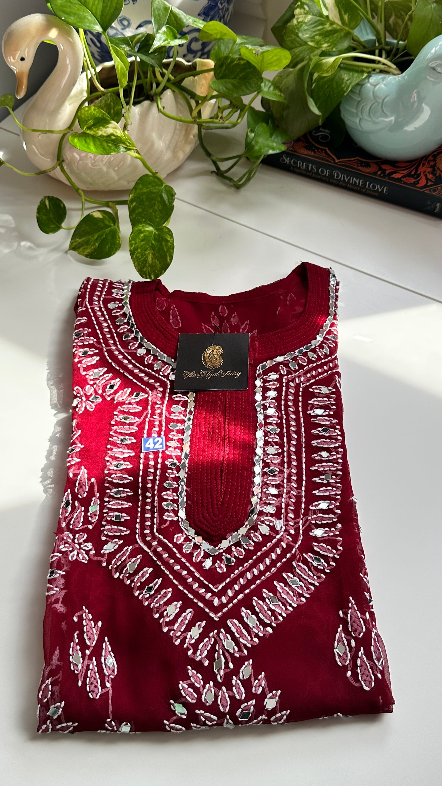 Maroon - Georgette Mirror Kurta