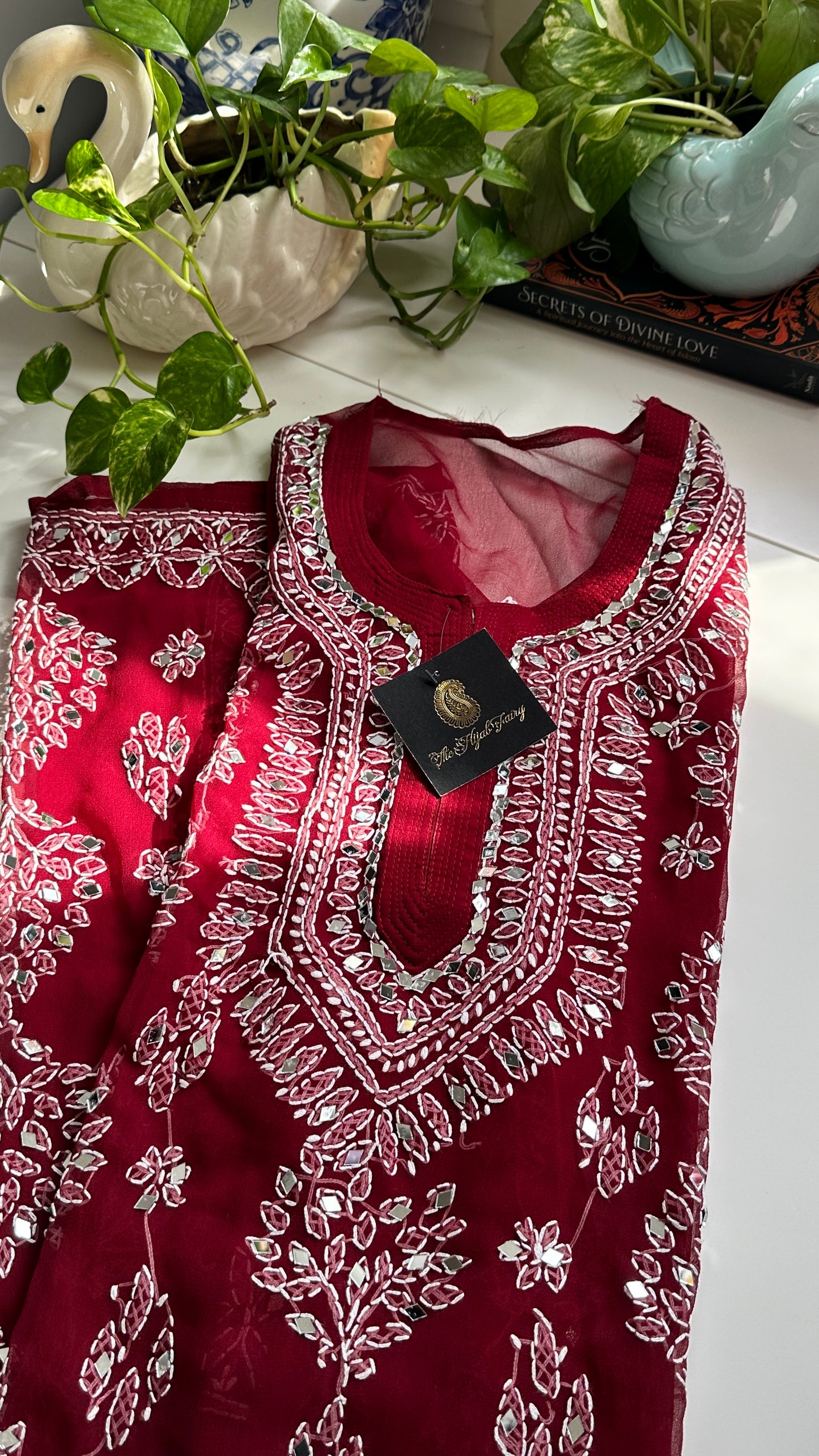 Maroon - Georgette Mirror Kurta