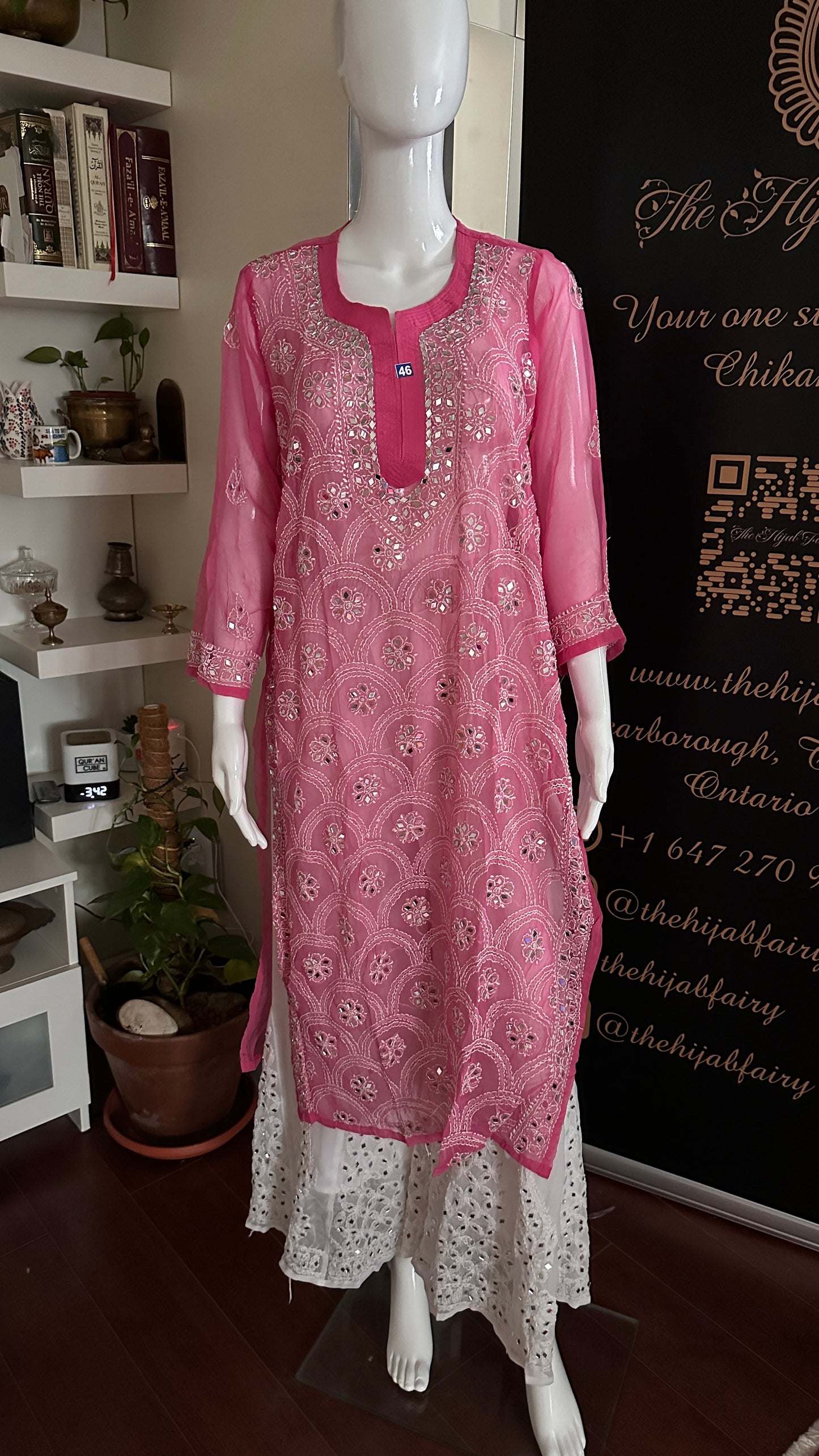 Dark Pink - Georgette Mirror Kurta