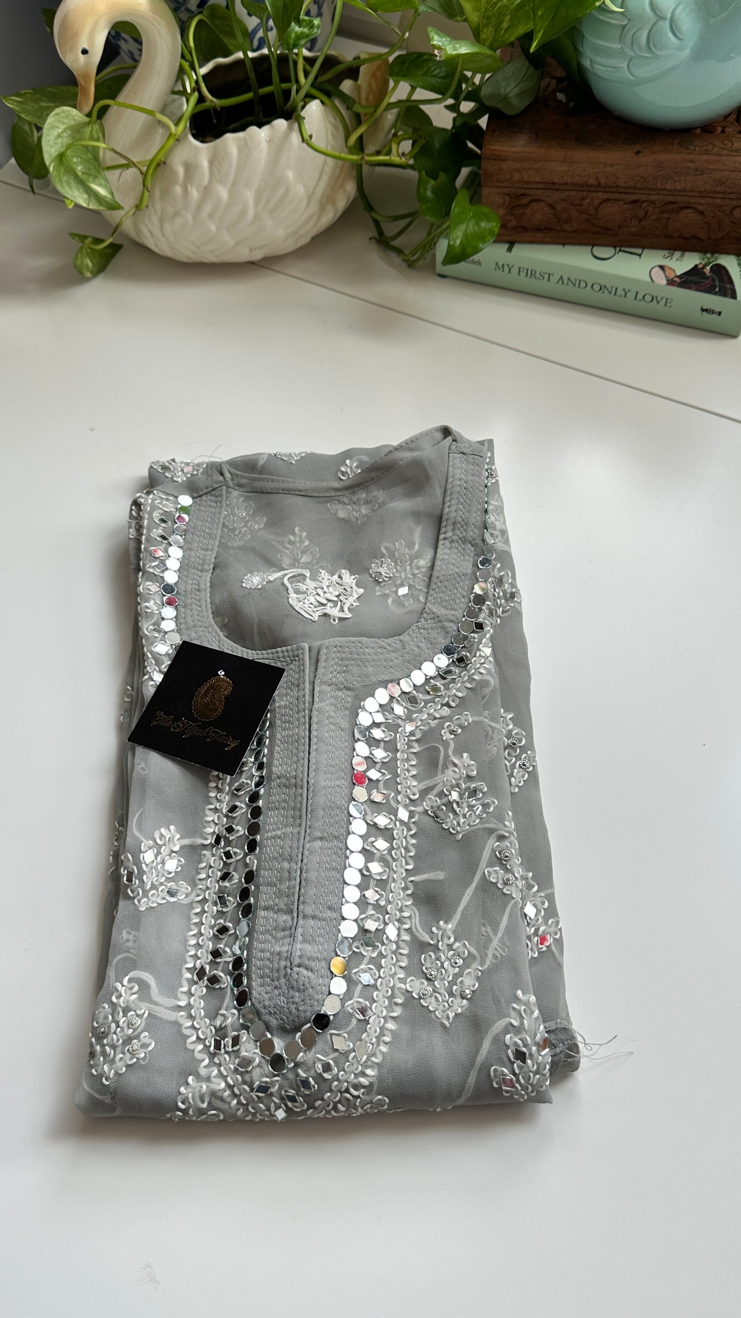 Grey - Georgette Mirror Kurta