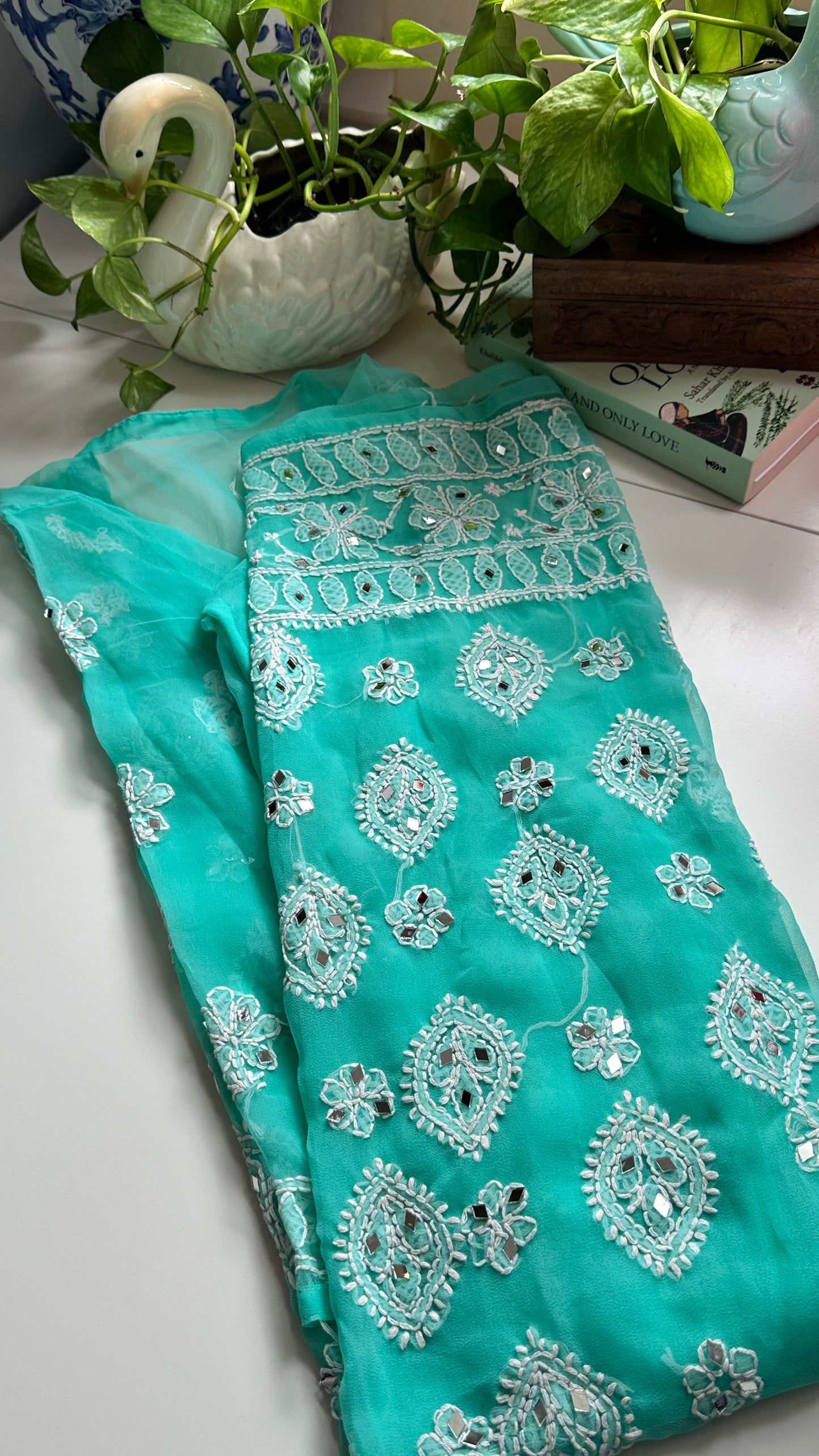 Firozi Blue - Georgette Mirror Kurta
