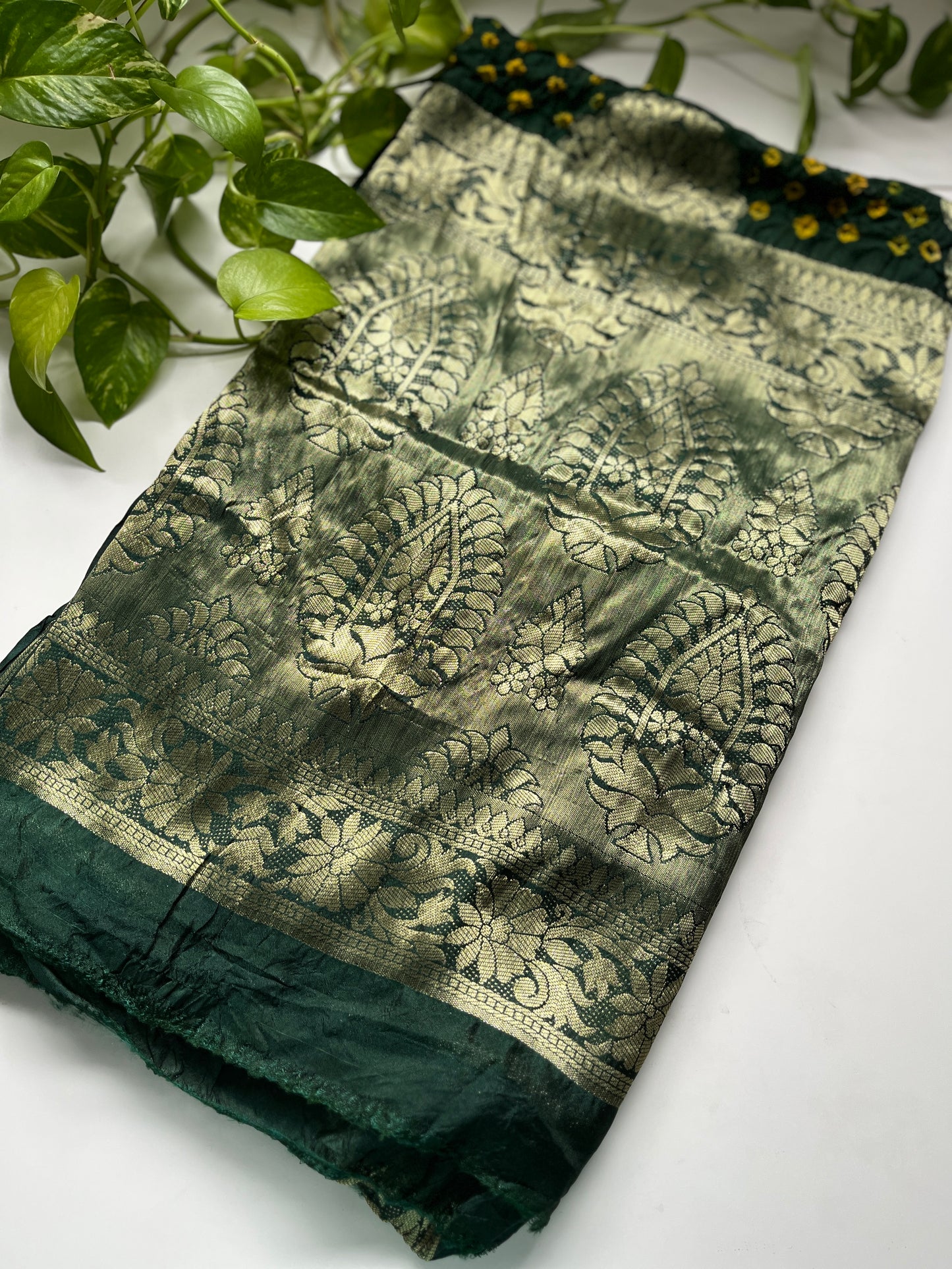 Gaji Silk Gharchola Dupatta GREEN