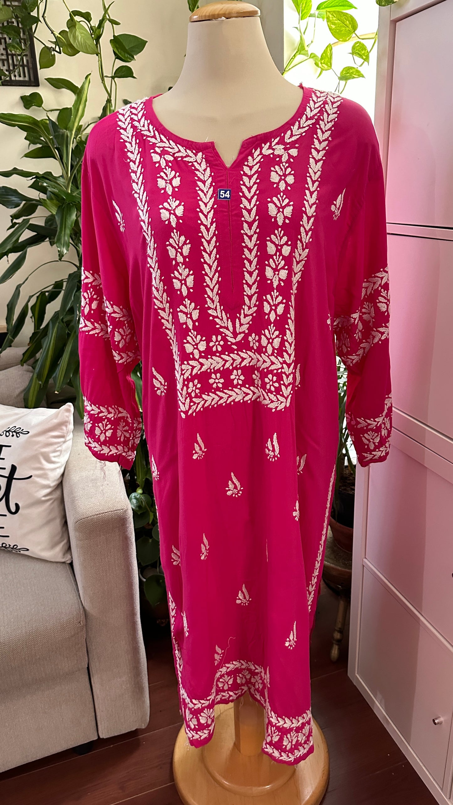 Hot Pink - Modal Straight Kurta