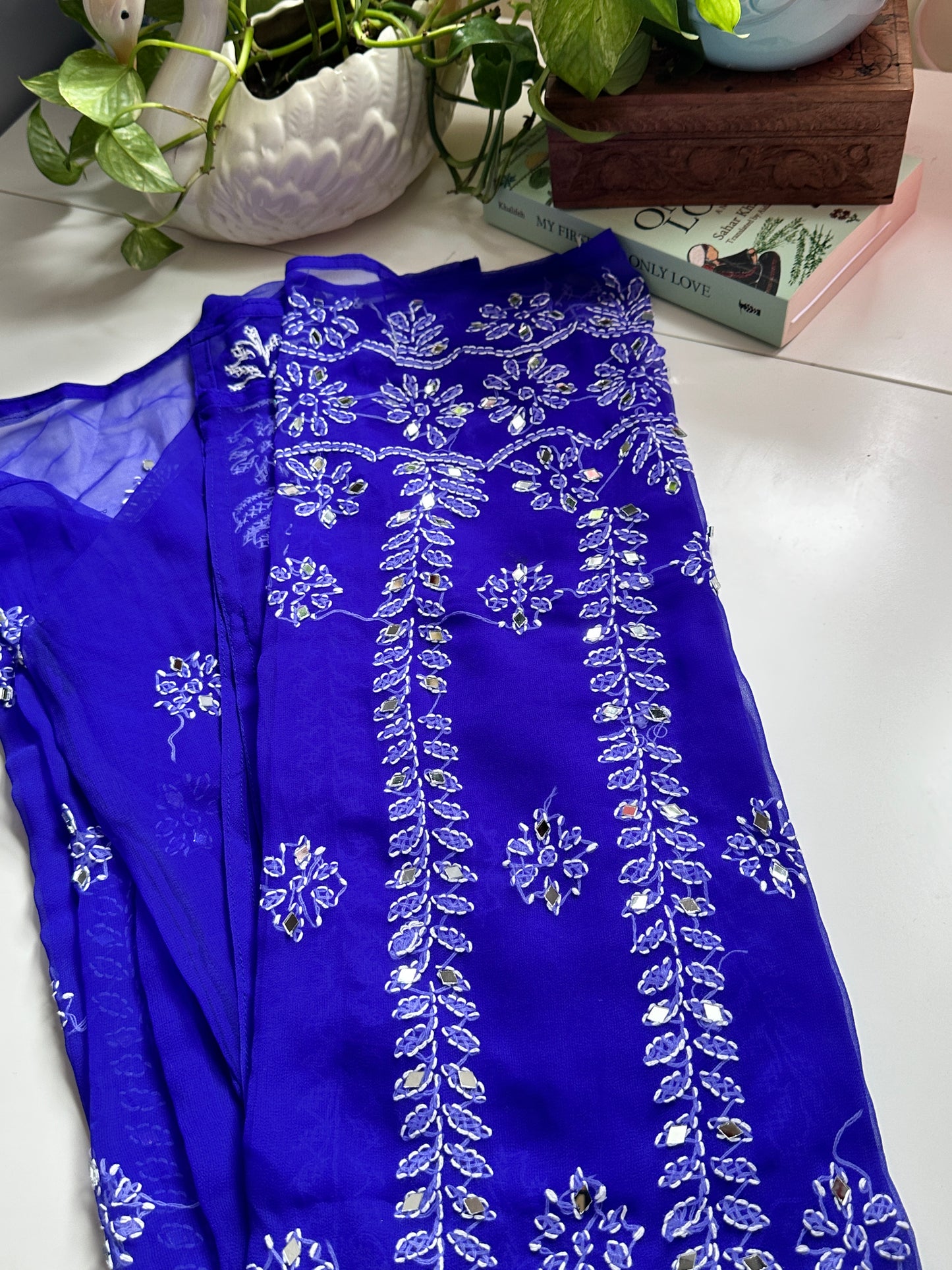 Navy Blue - Georgette Mirror Kurta