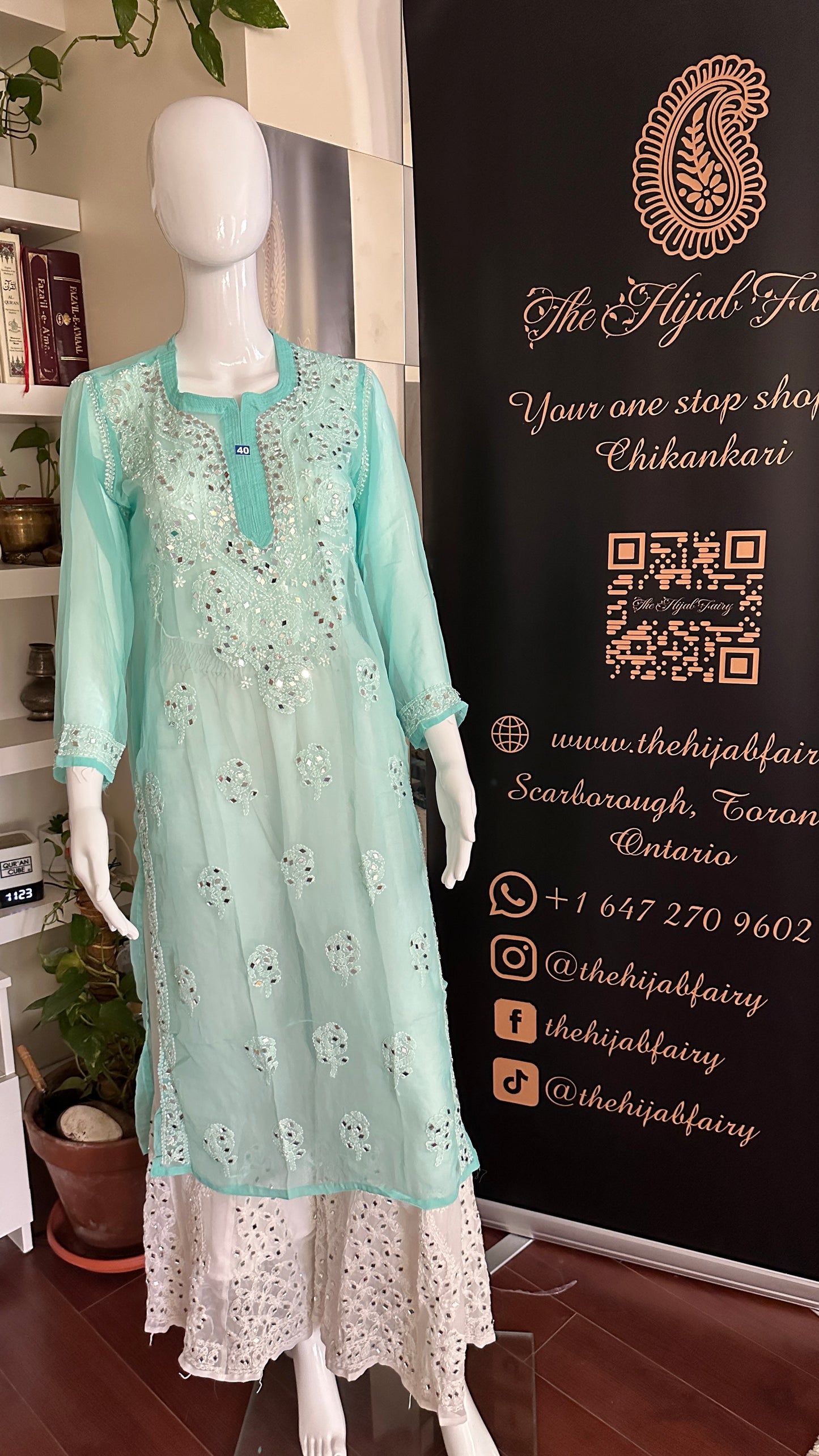 Firozi Blue - Georgette Mirror Kurta