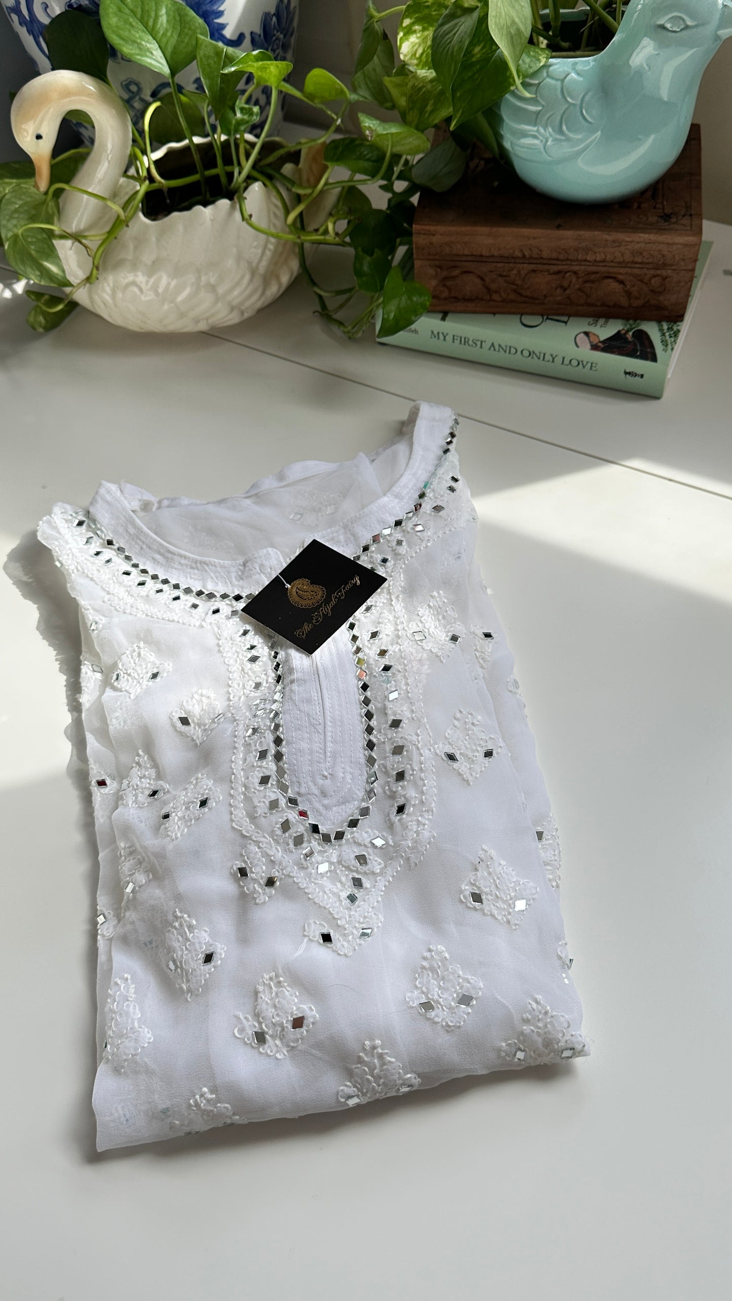 White - Georgette Mirror Kurta