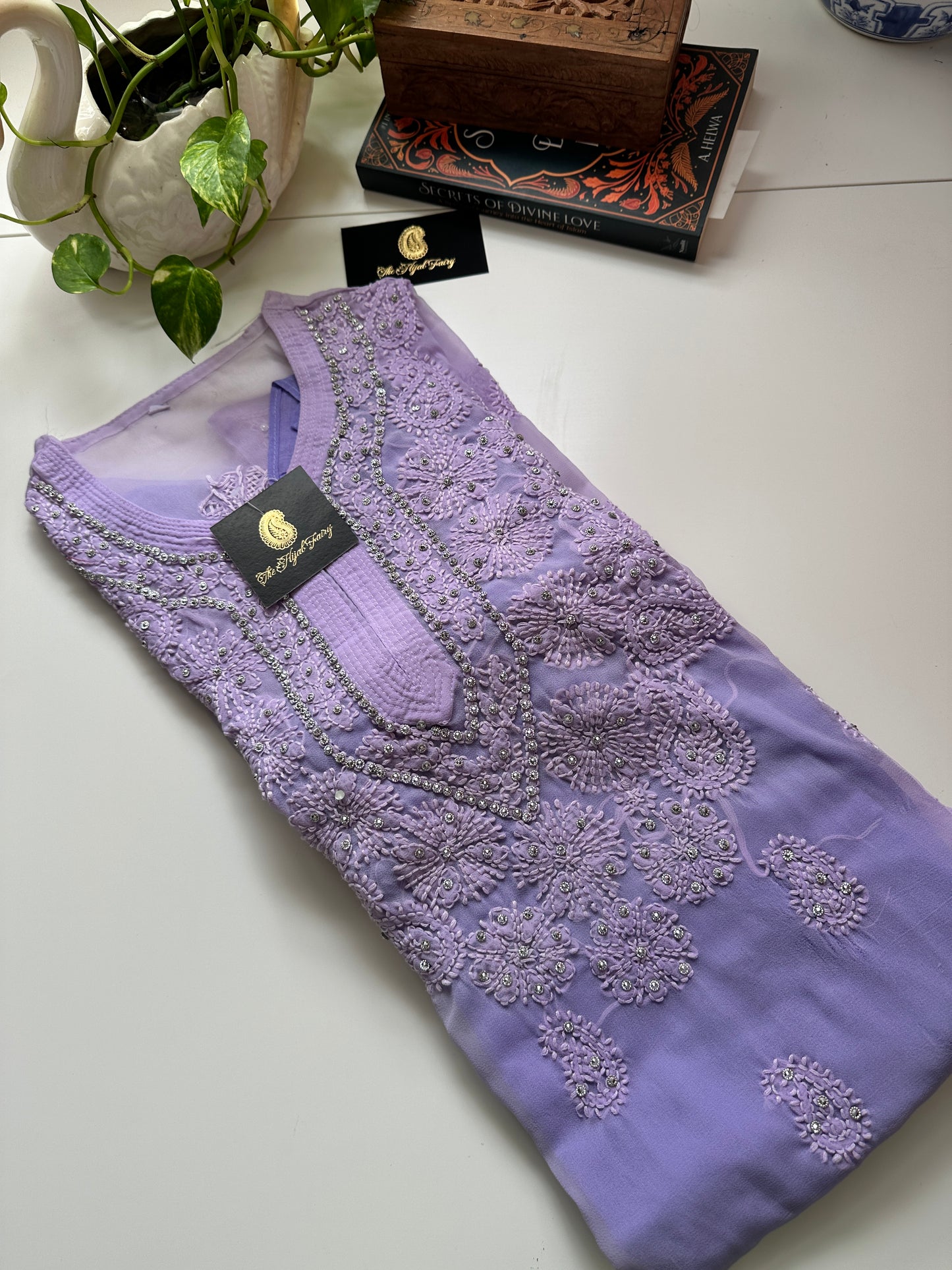 Georgette Stone Kurta- Lilac 2