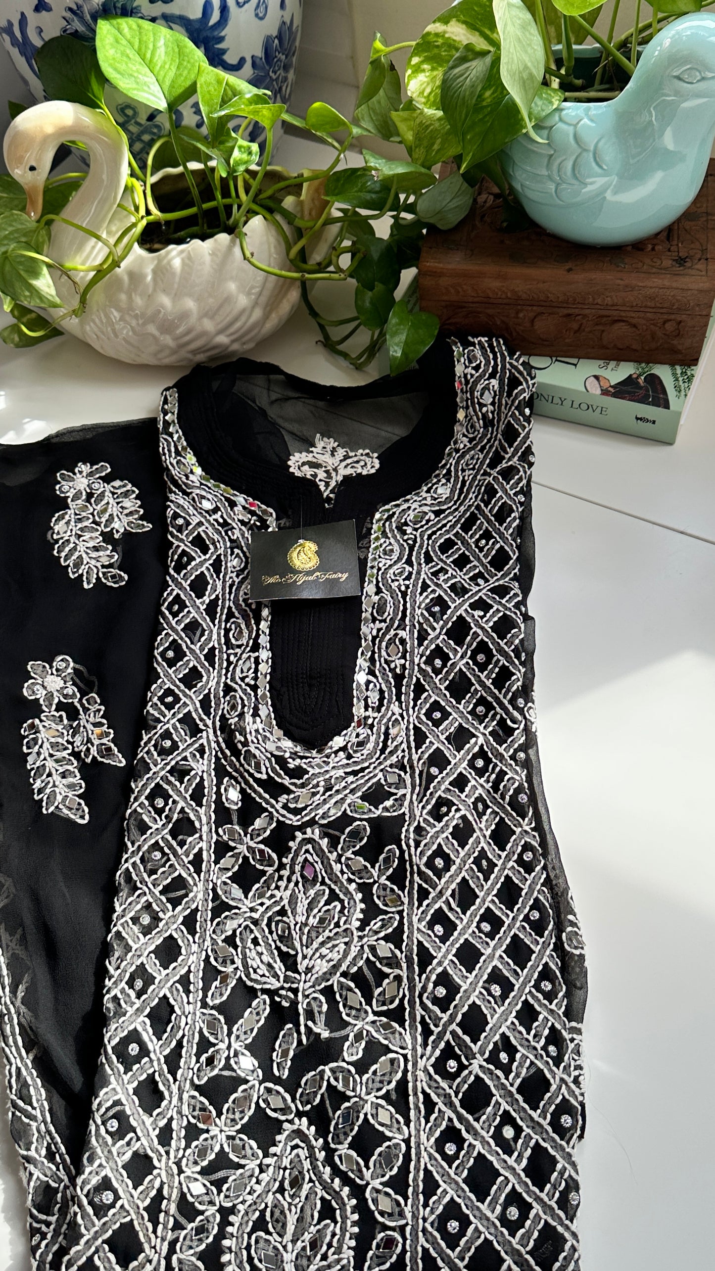 Black - Georgette Mirror Kurta