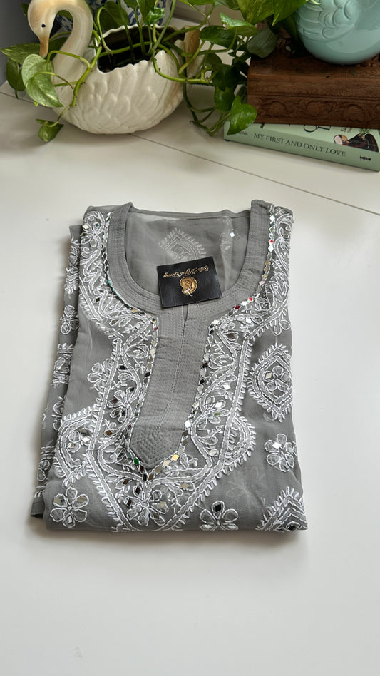 Grey - Georgette Mirror Kurta