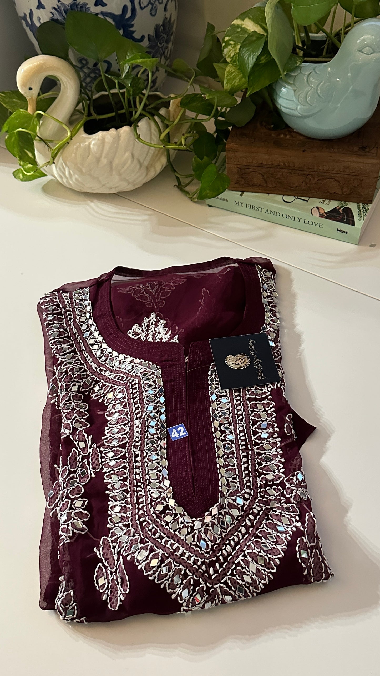 Wine - Georgette Mirror Kurta