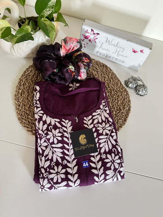 Dark Wine - Modal Straight Kurta