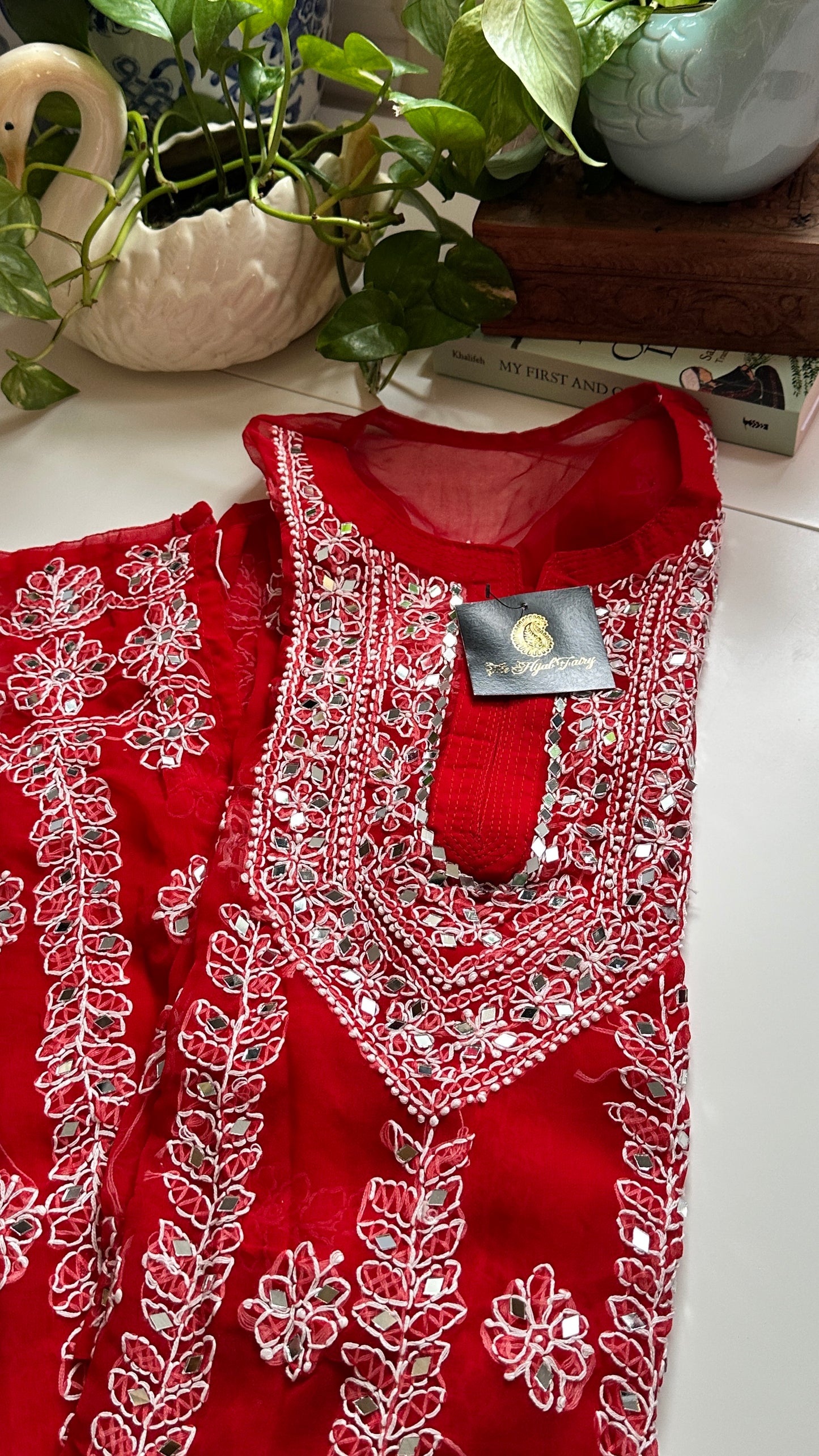 Red - Georgette Mirror Kurta