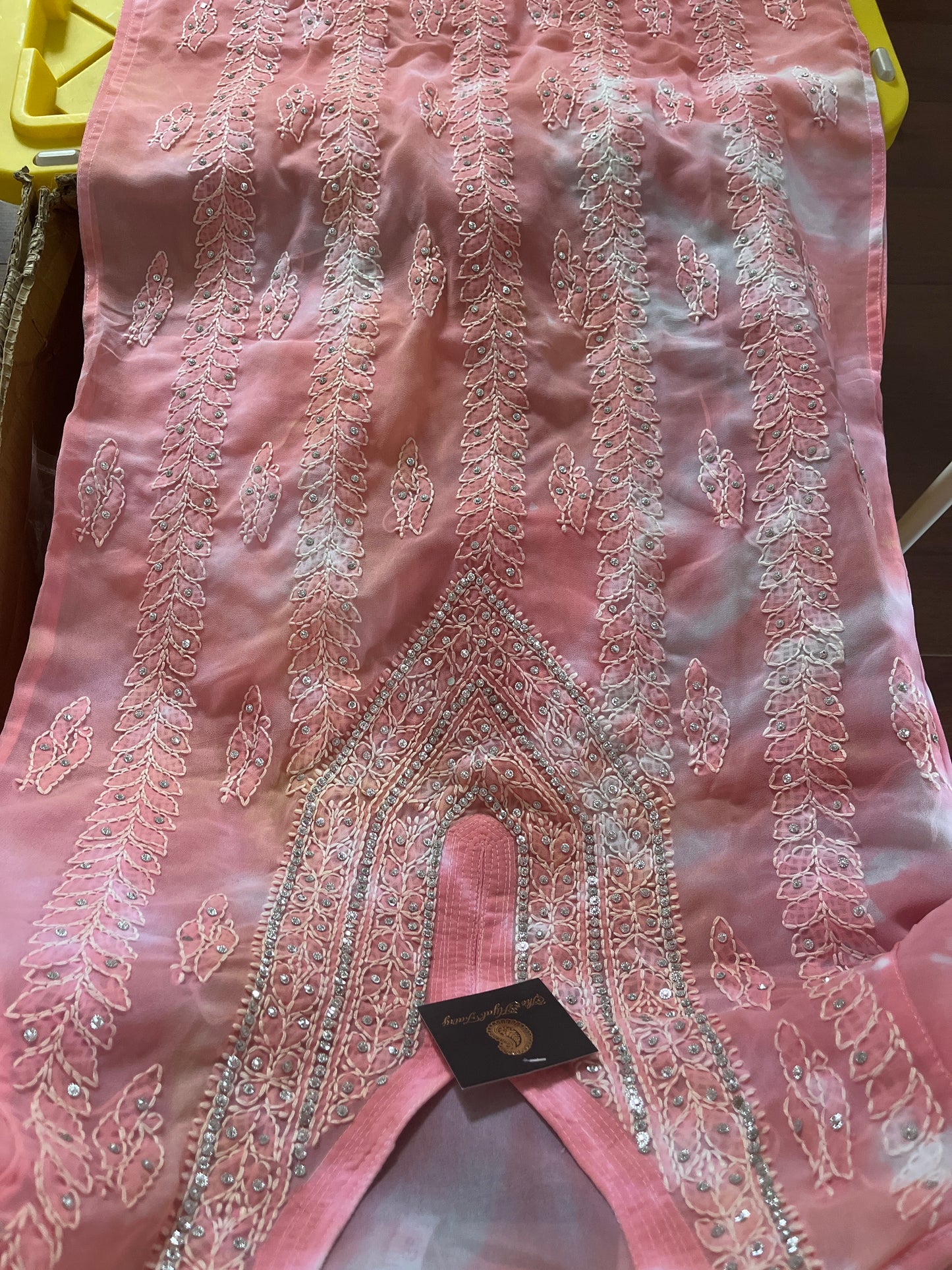 Peach Tiedye - Georgette Stone Kurta