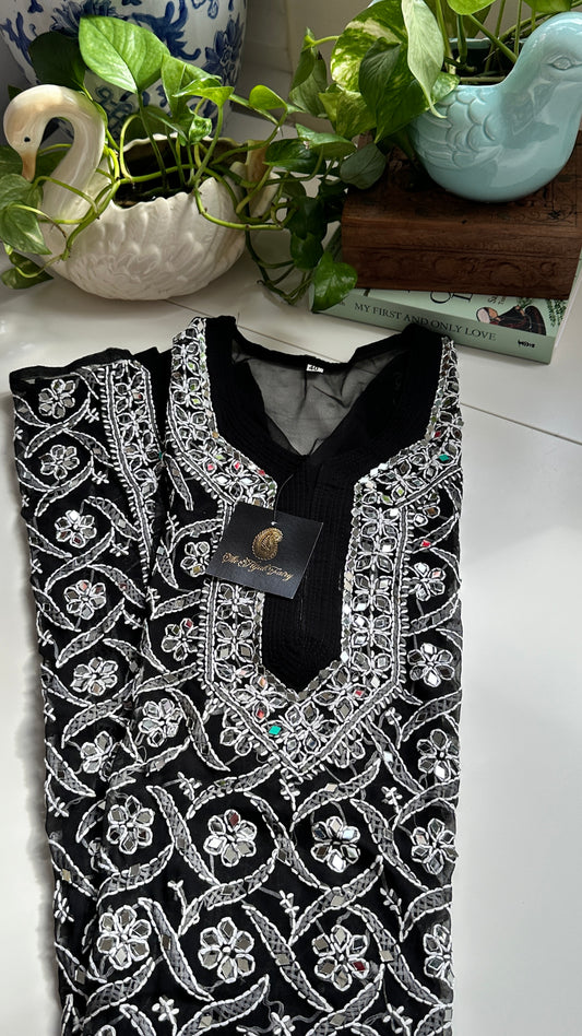 Black - Georgette Mirror Kurta