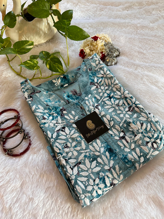 Mulmul Printed Kurti- Blue 4