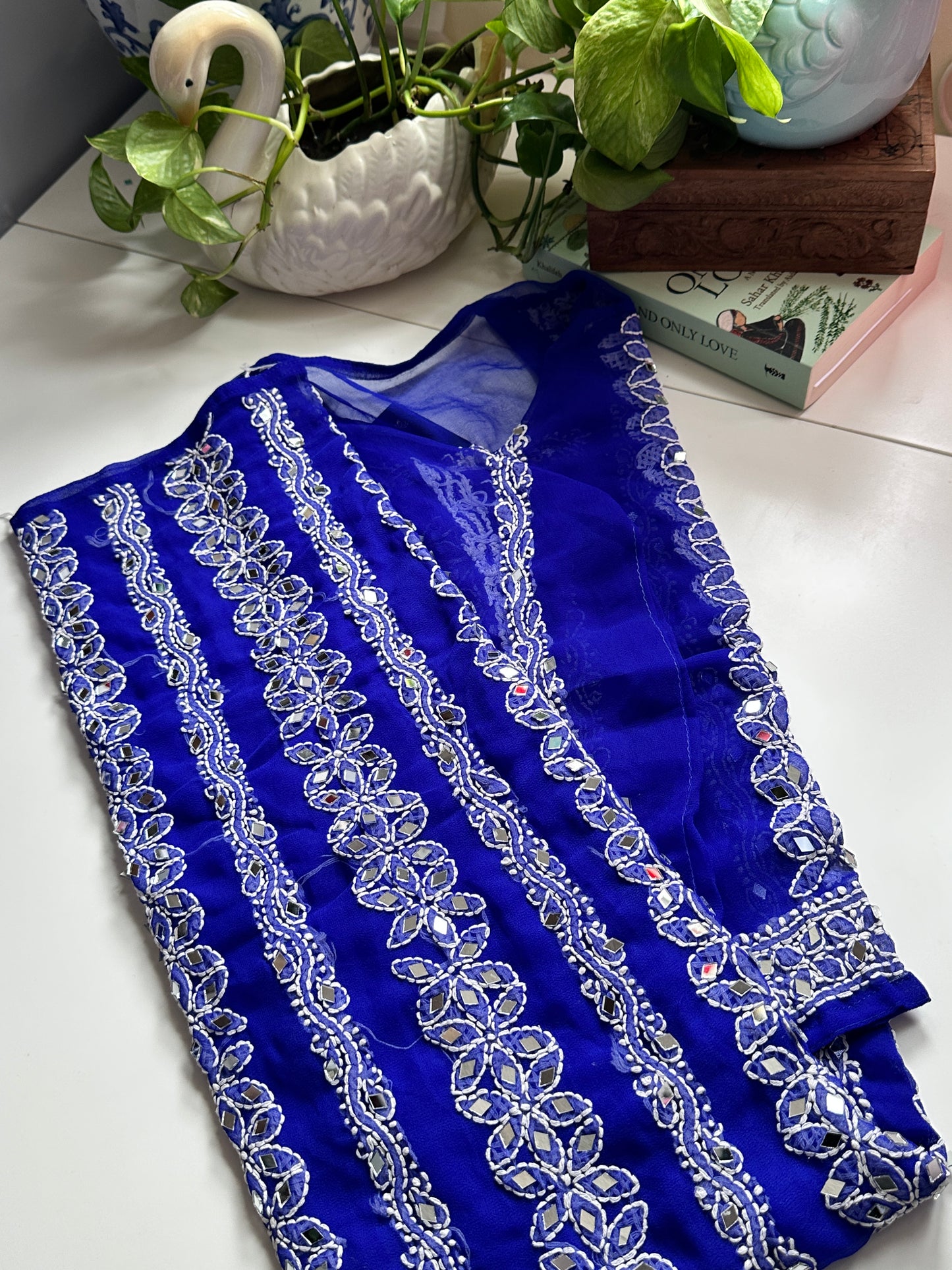 Navy Blue - Georgette Mirror Kurta