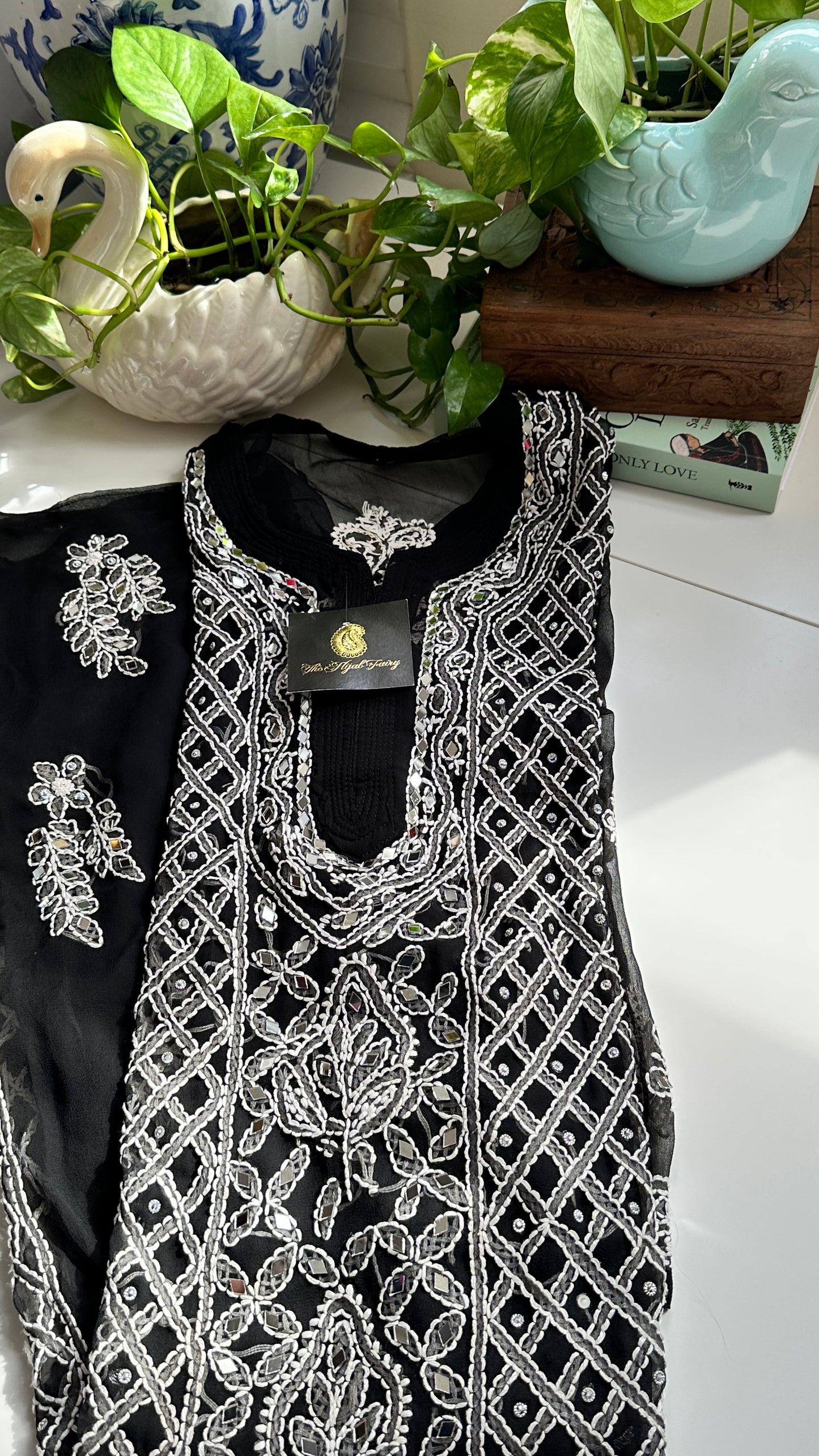 Black - Georgette Mirror Kurta