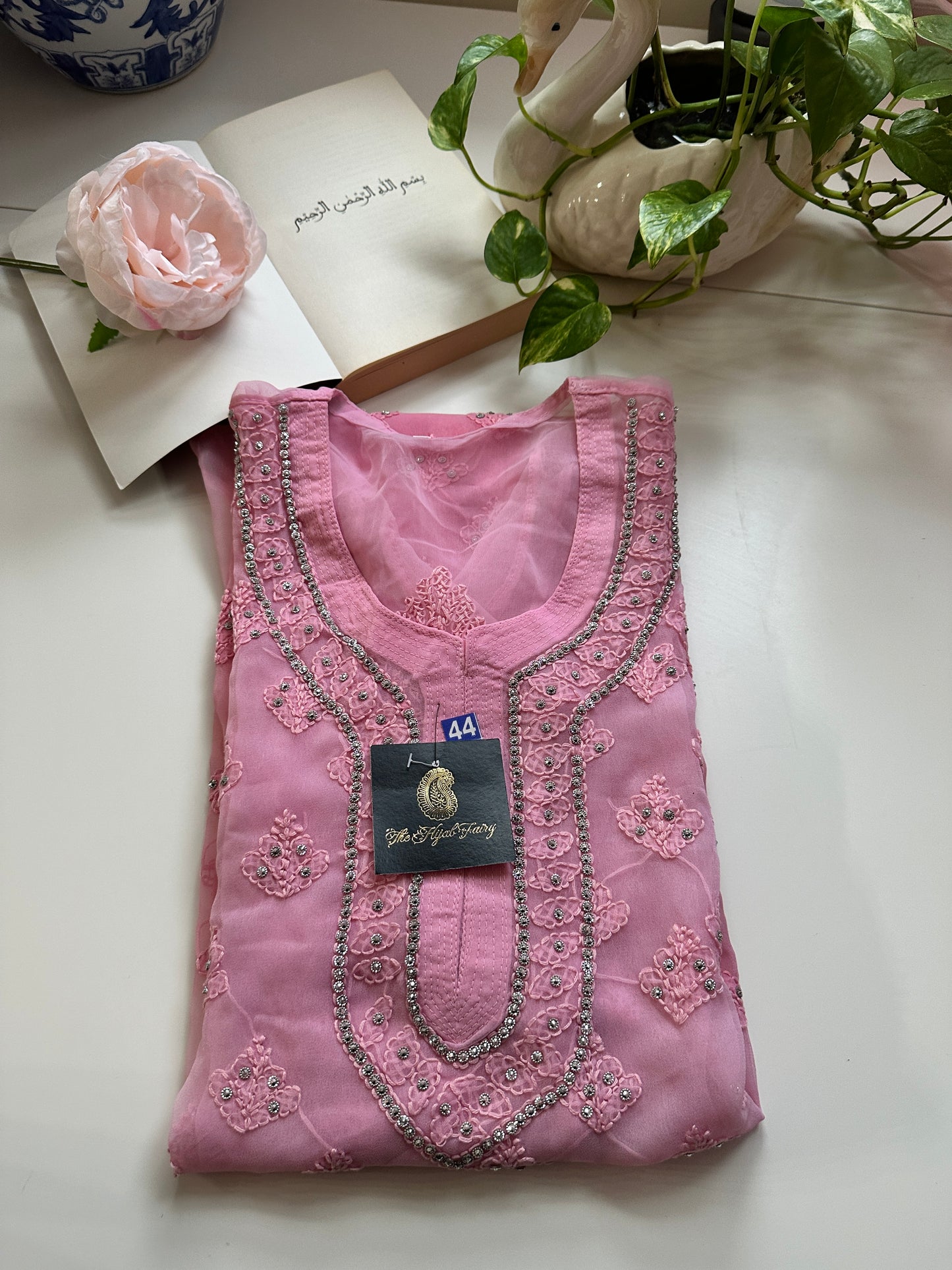 Rose Pink - Georgette Stone Kurta