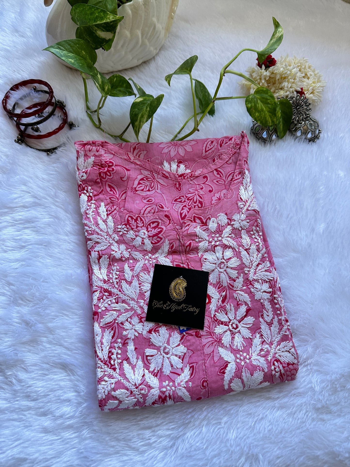 Malmal Printed Kurti- Pink 7