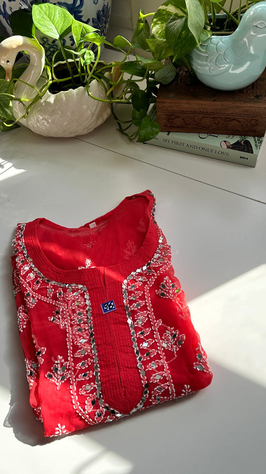 Coral - Georgette Mirror Kurta