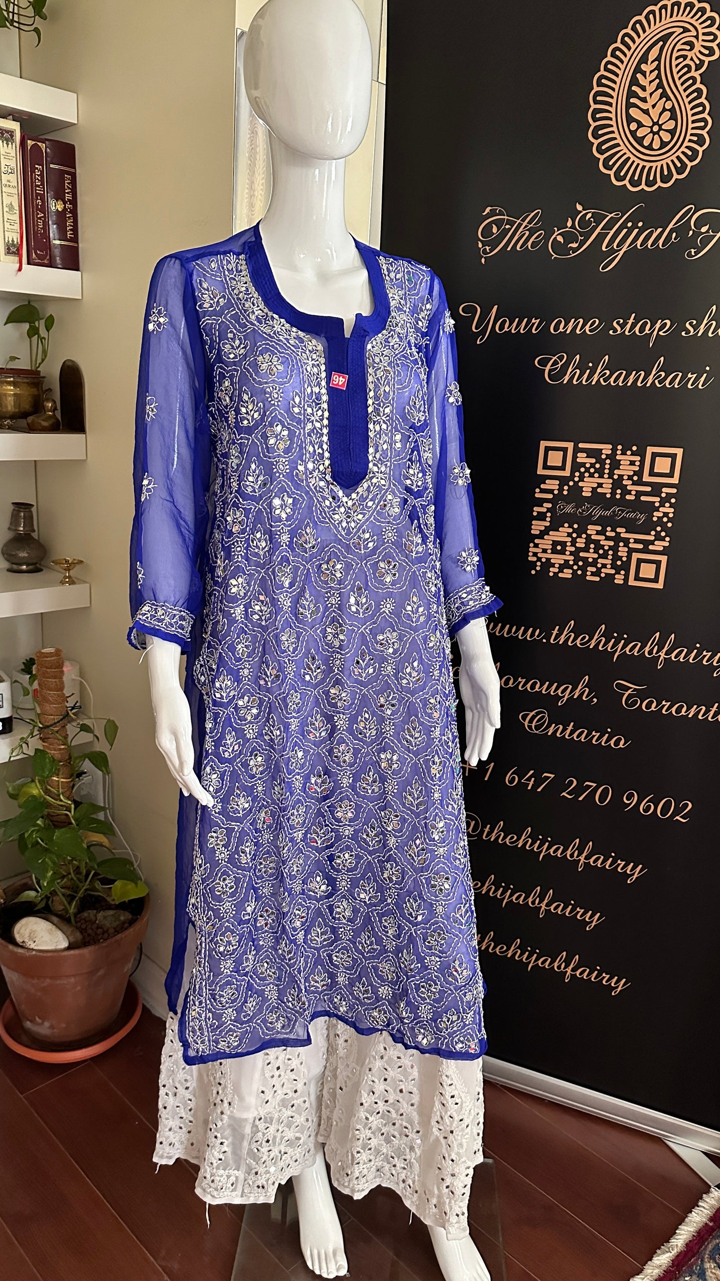Navy Blue - Georgette Mirror Kurta