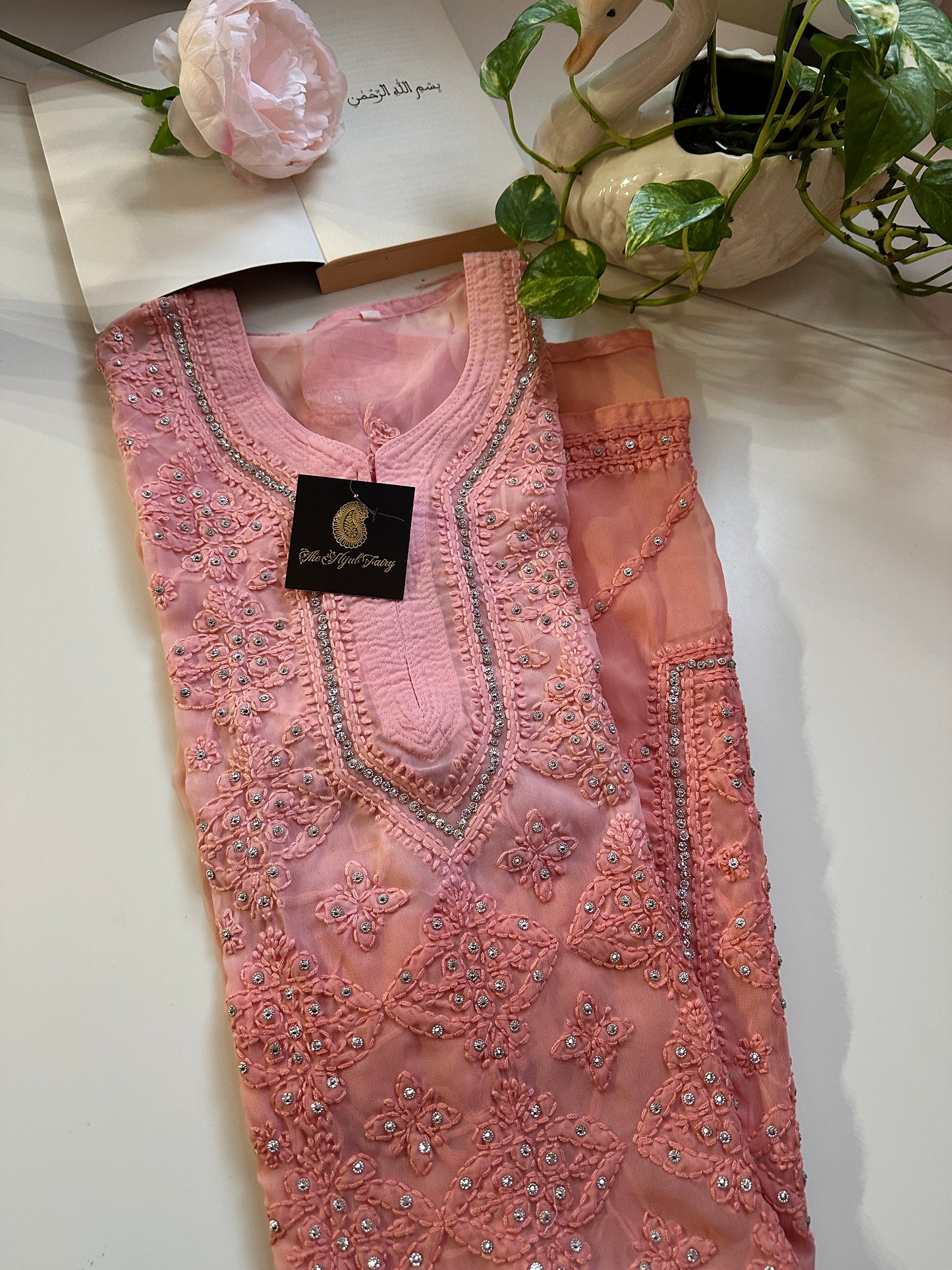 Peach Ombre - Georgette Stone Kurta