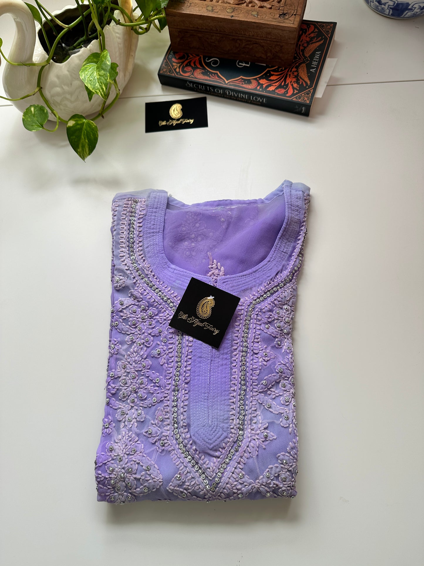Georgette Stone Kurta- Lilac 2