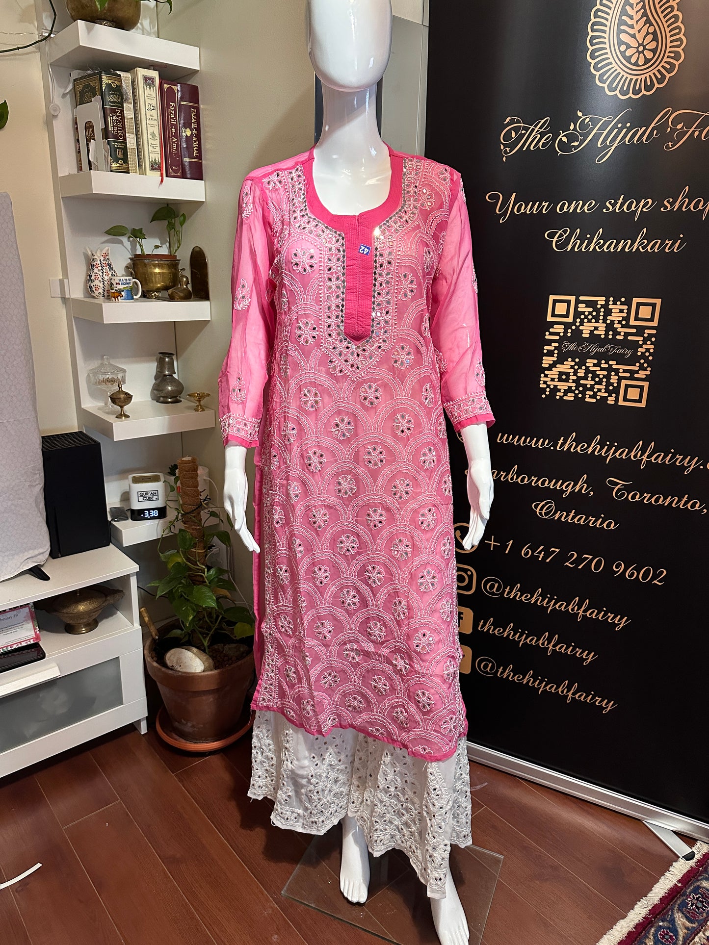 Dark Pink - Georgette Mirror Kurta