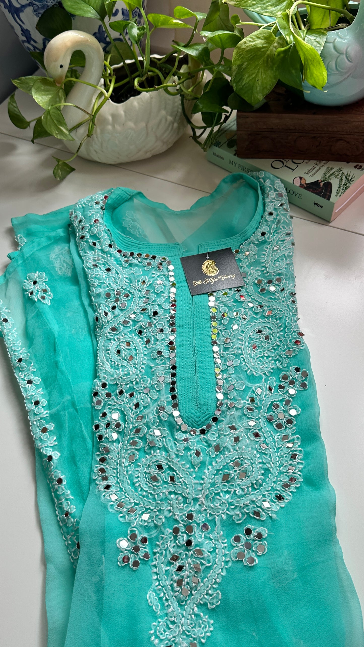 Firozi Blue - Georgette Mirror Kurta