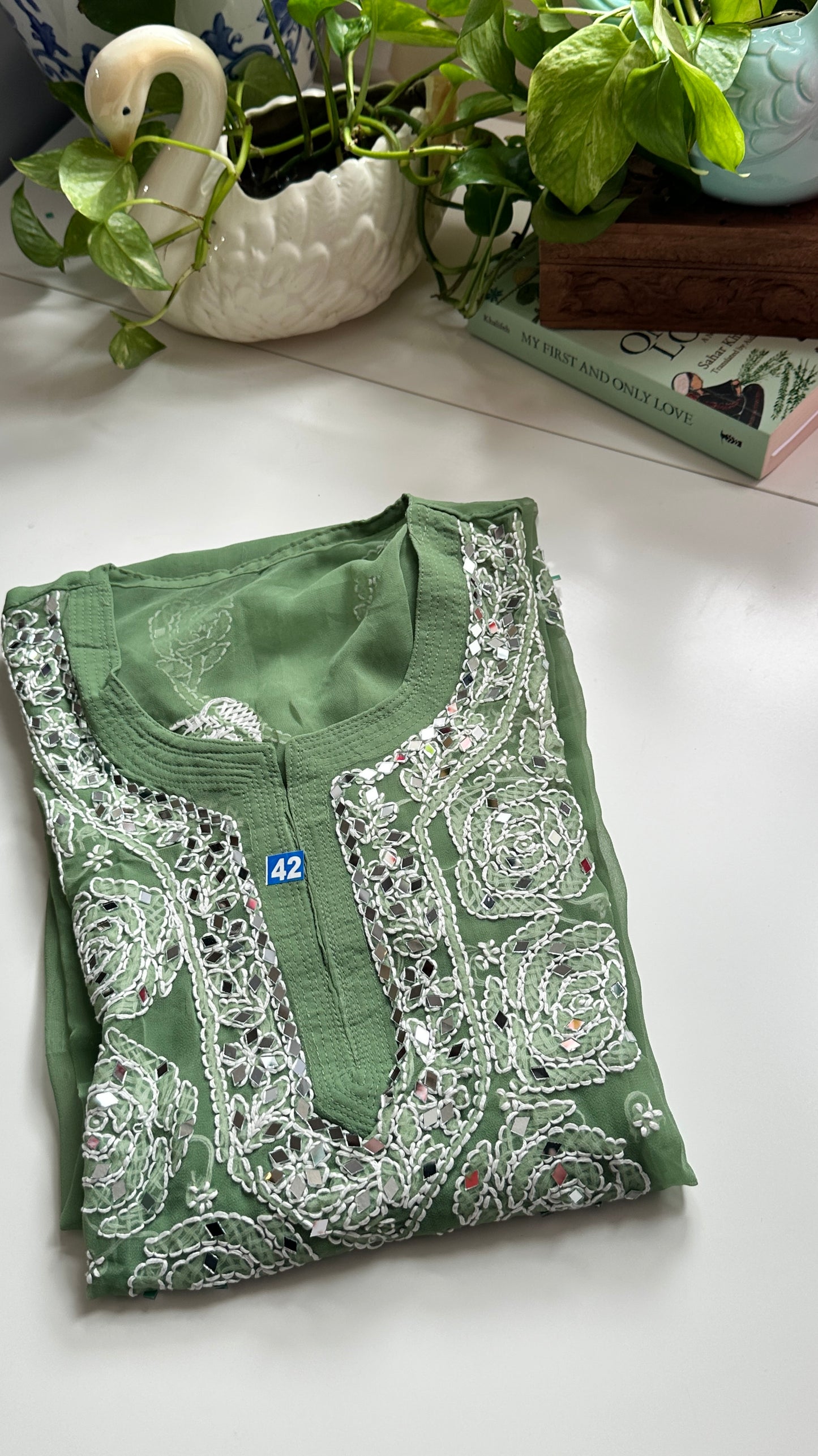 Sage Green - Georgette Mirror Kurta