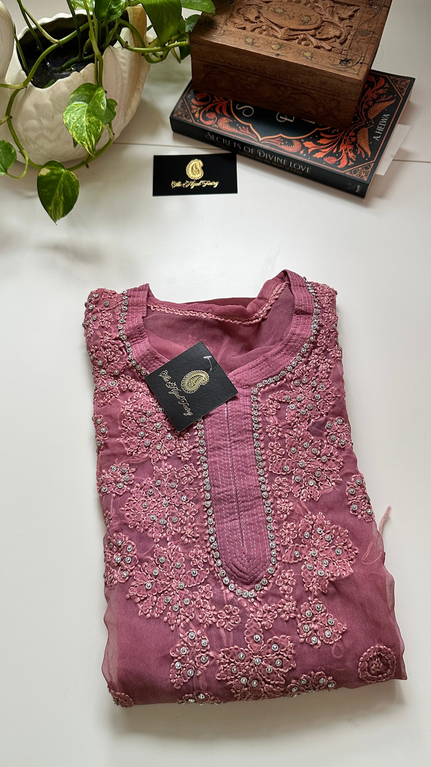 Georgette Stone Kurta- Mulberry