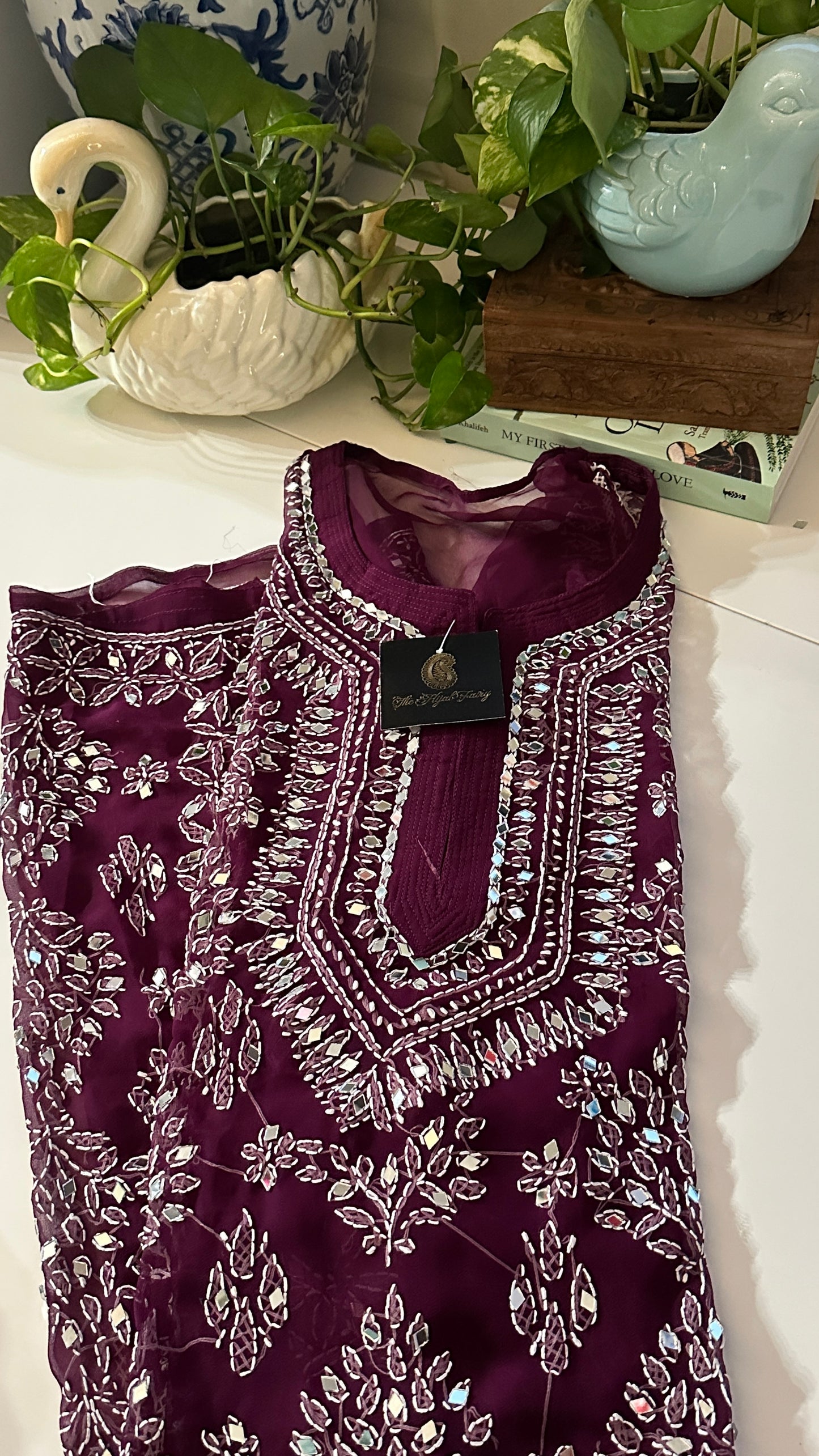 Wine - Georgette Mirror Kurta