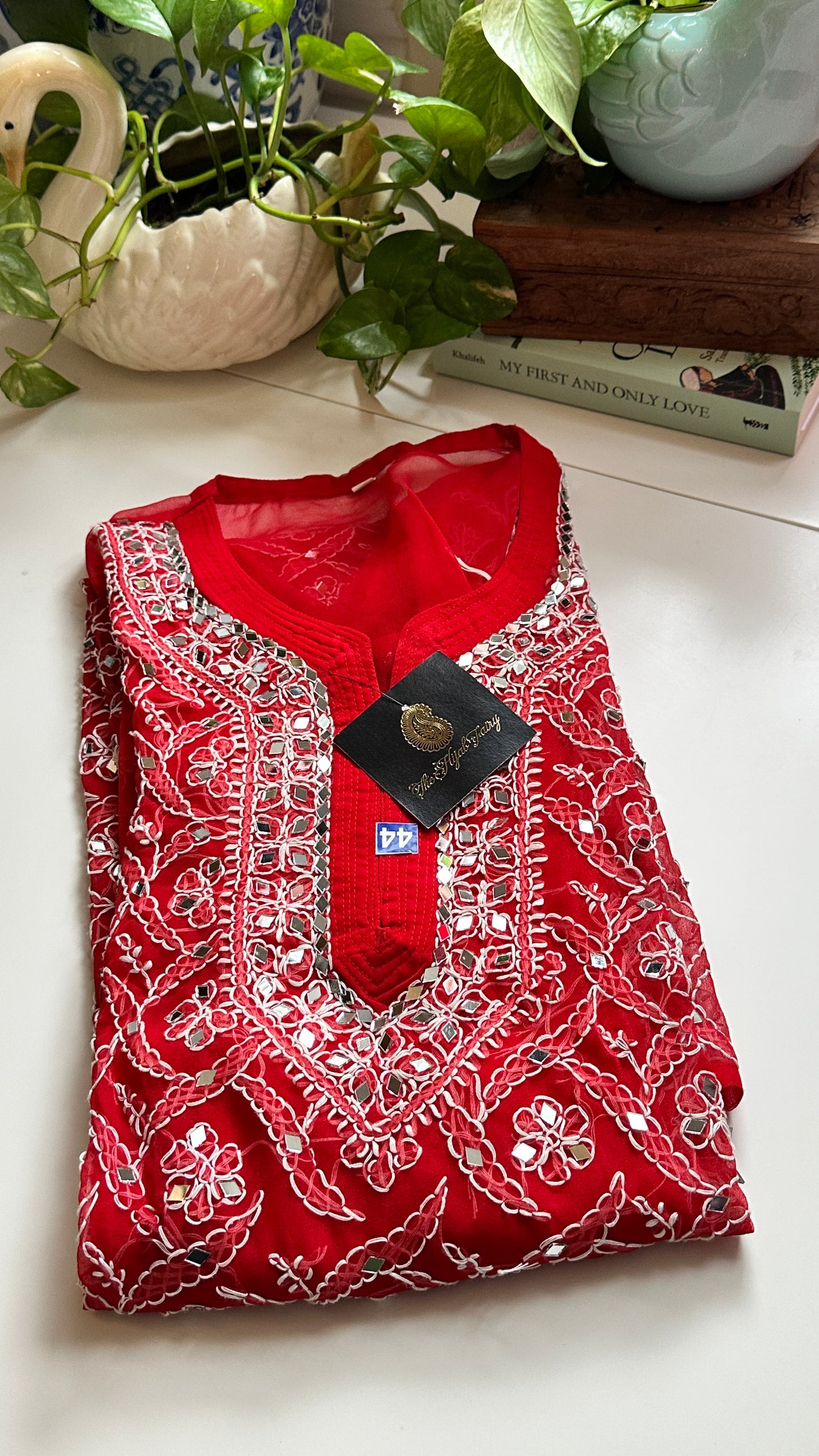 Red - Georgette Mirror Kurta