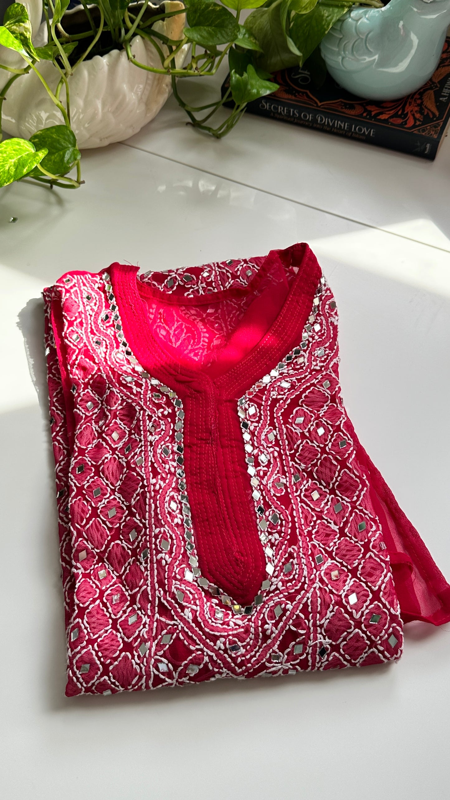Strawberry - Georgette Mirror Kurta