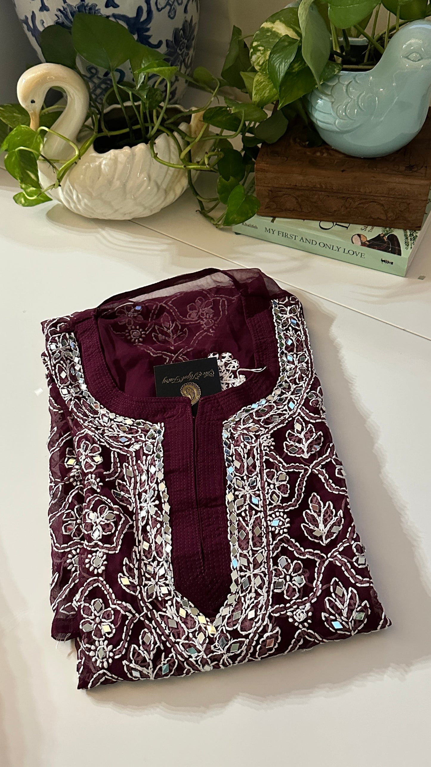Wine - Georgette Mirror Kurta