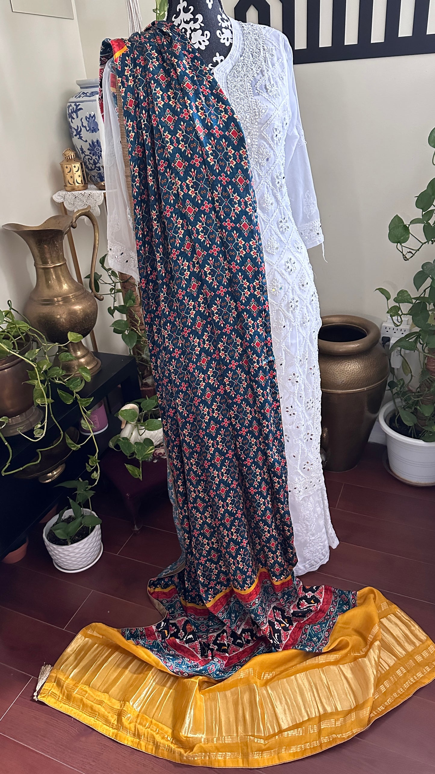 Patan Patpola Silk Dupatta Blue