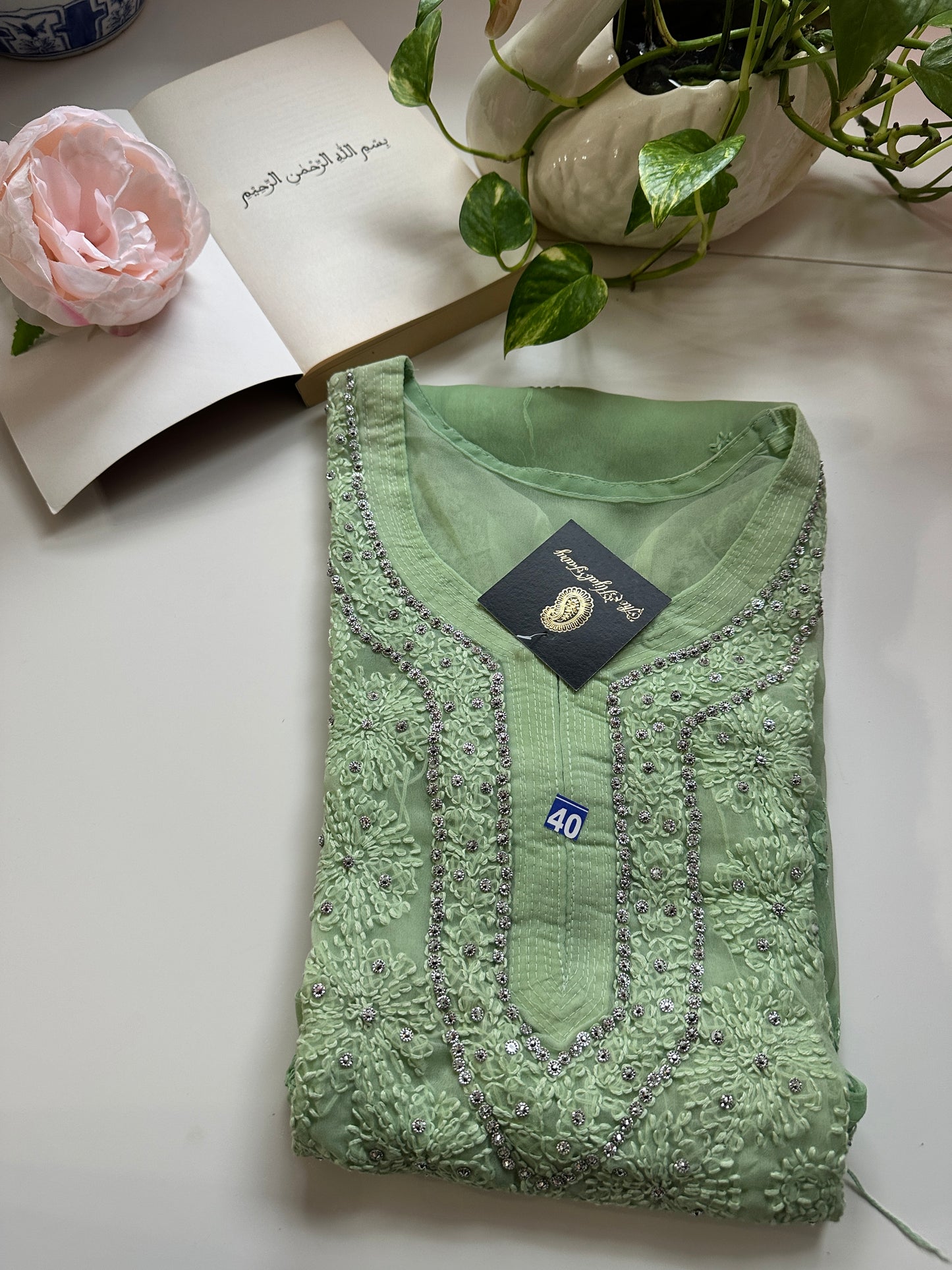 Jade Green - Georgette Stone Kurta
