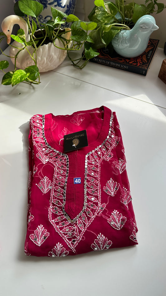 Strawberry - Georgette Mirror Kurta
