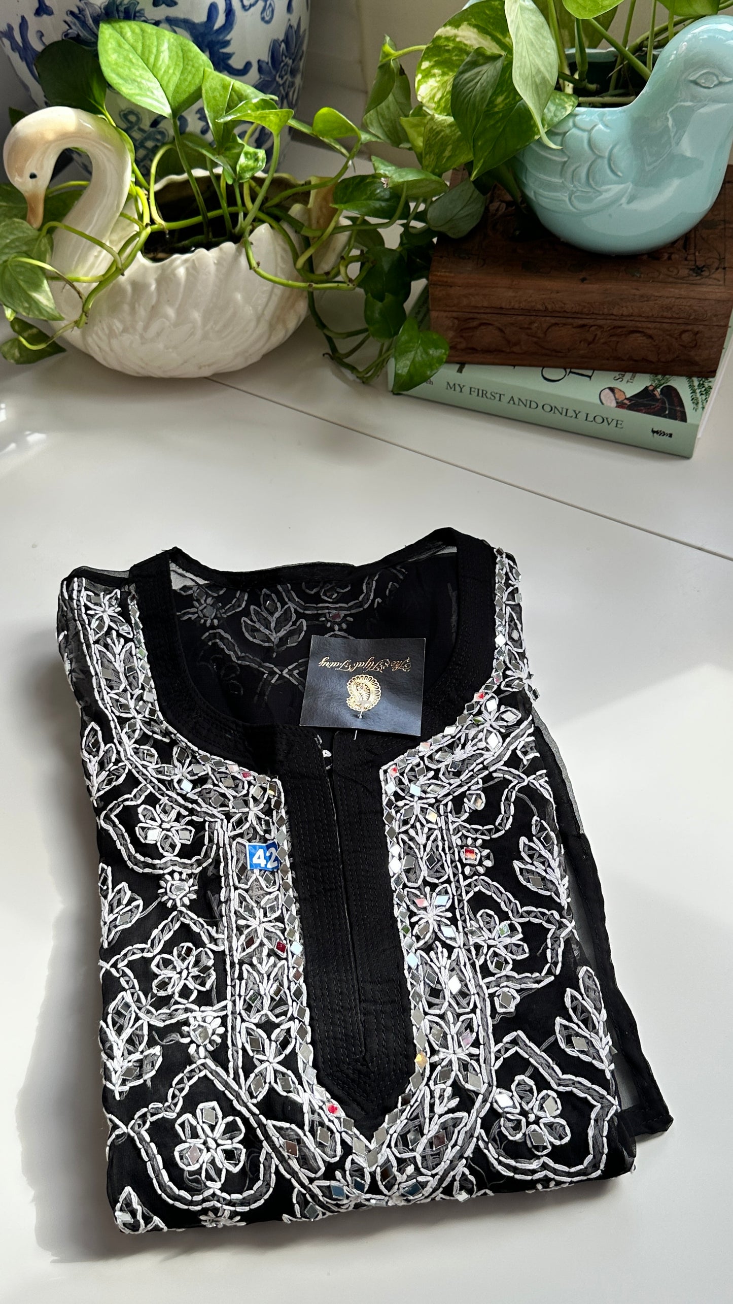 Black - Georgette Mirror Kurta