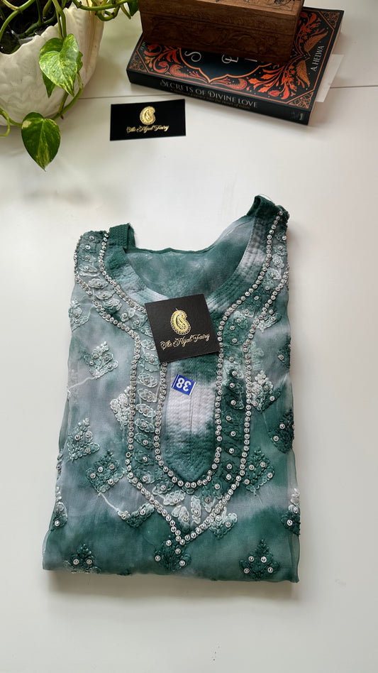Green Tiedye - Georgette Stone Kurta