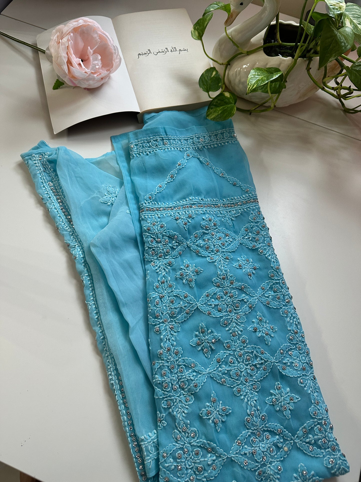 Sky Blue- Georgette Stone Kurta