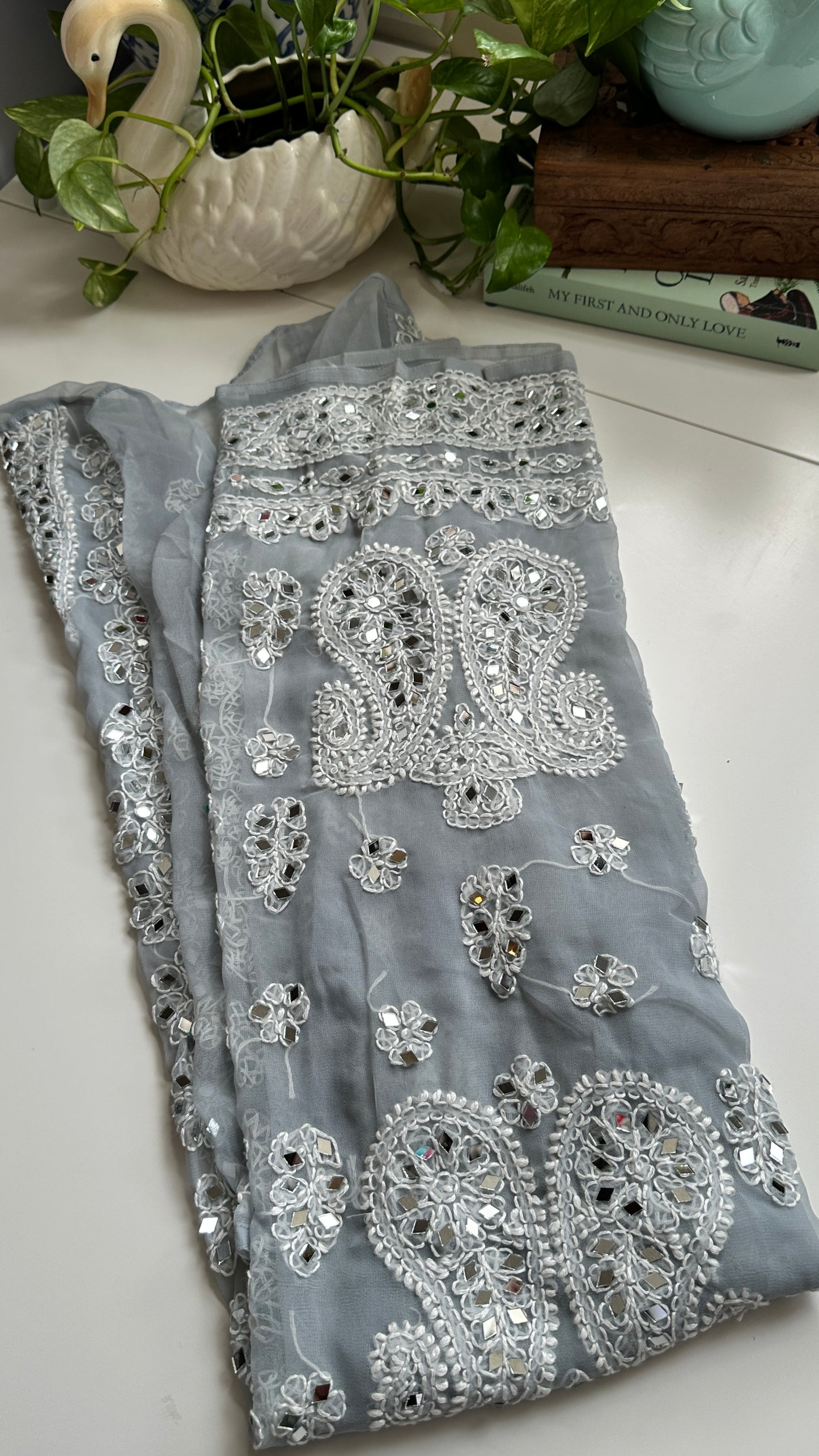 Grey - Georgette Mirror Kurta