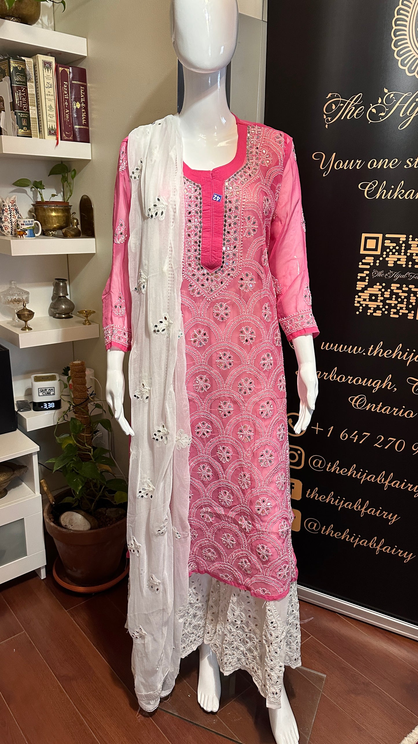 Dark Pink - Georgette Mirror Kurta