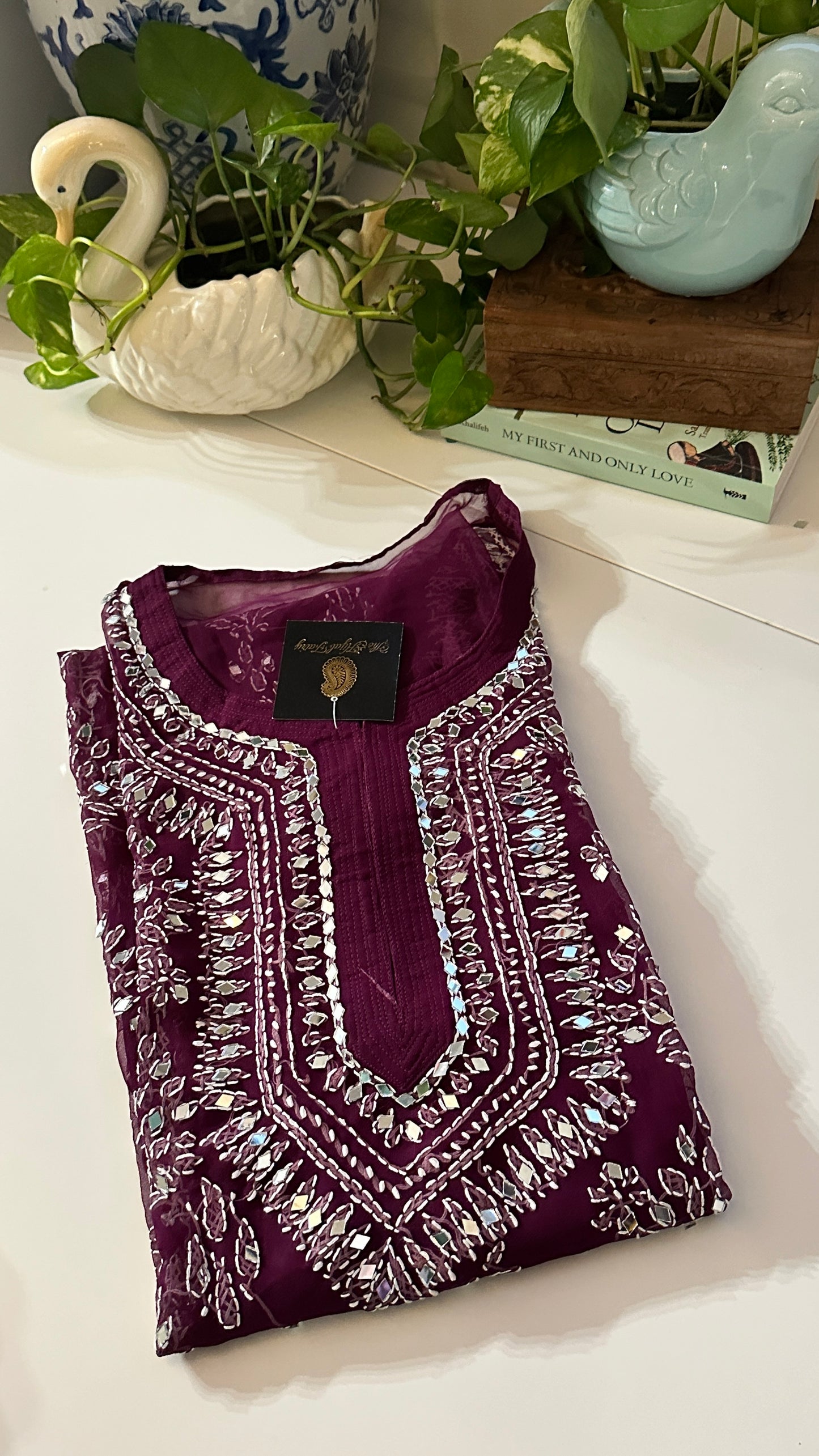 Wine - Georgette Mirror Kurta