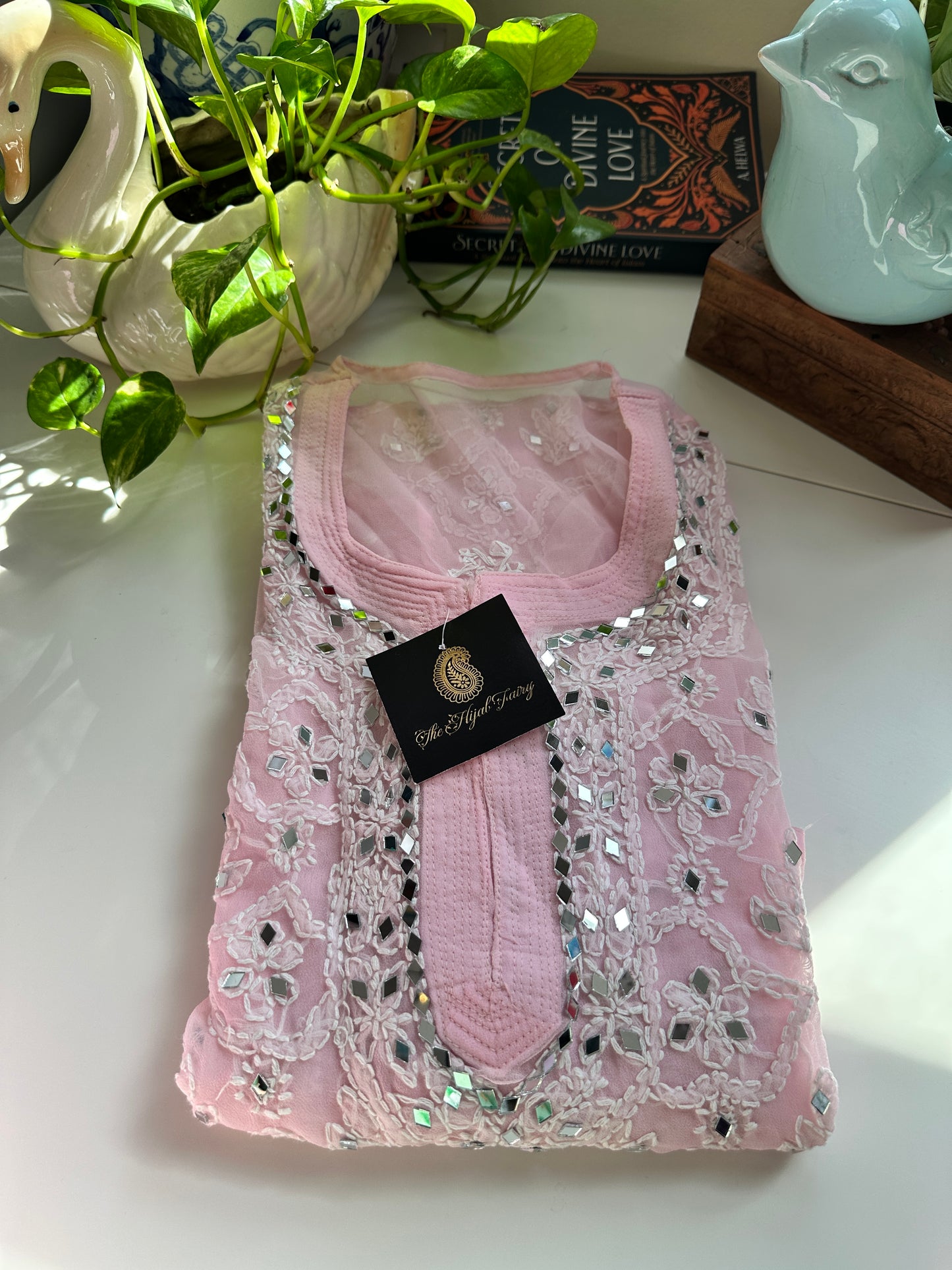 Light Pink - Georgette Mirror Kurta